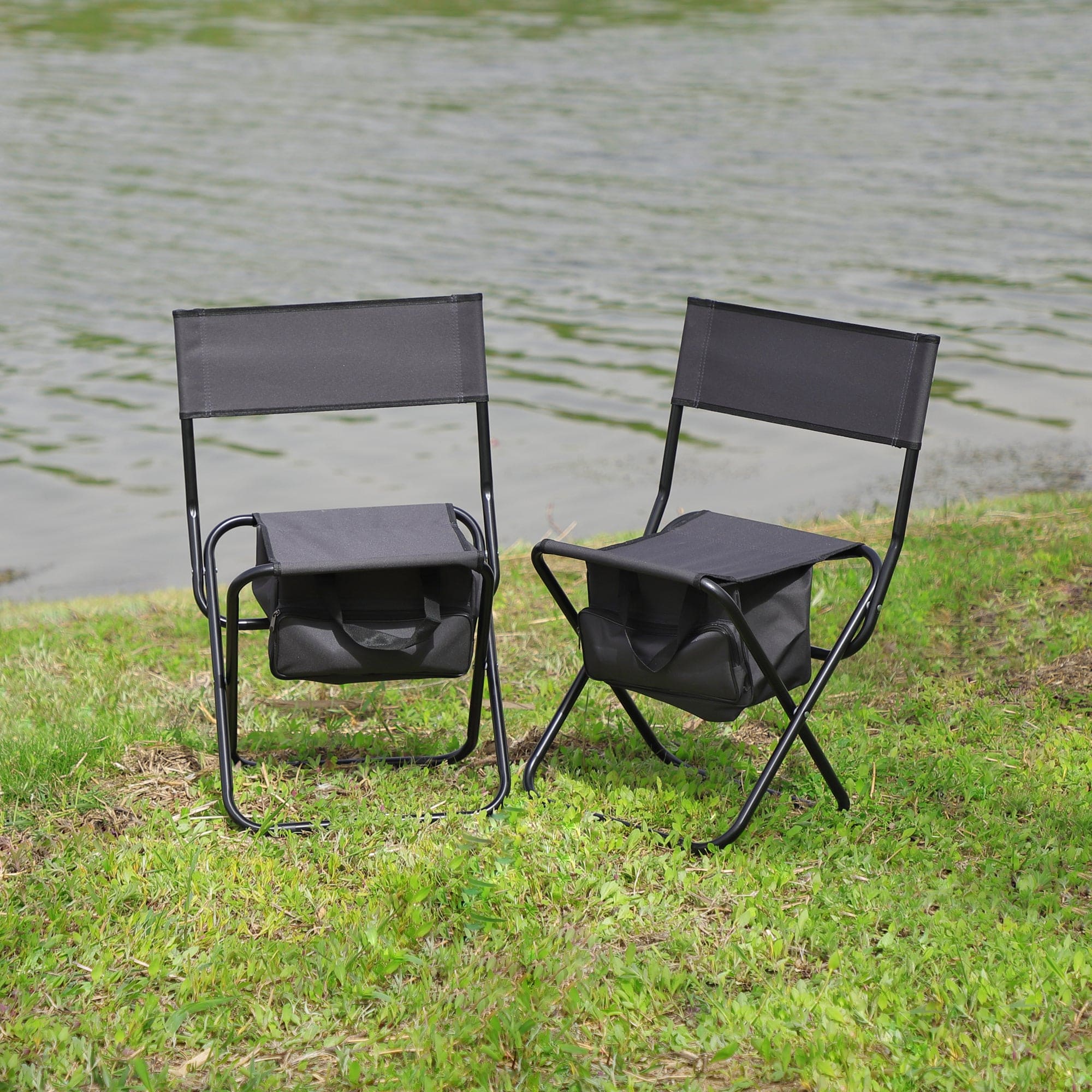 Set of 3, Folding Outdoor Table and Chairs Set for Indoor, Outdoor Camping, Picnics, Beach,Backyard, BBQ, Party, Patio, Black/Gray