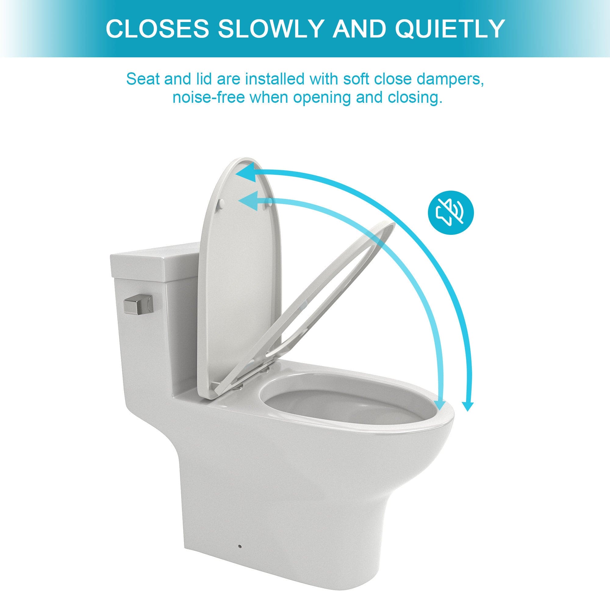 Ceramic One Piece Toilet,Single Flush with Soft Clsoing Seat