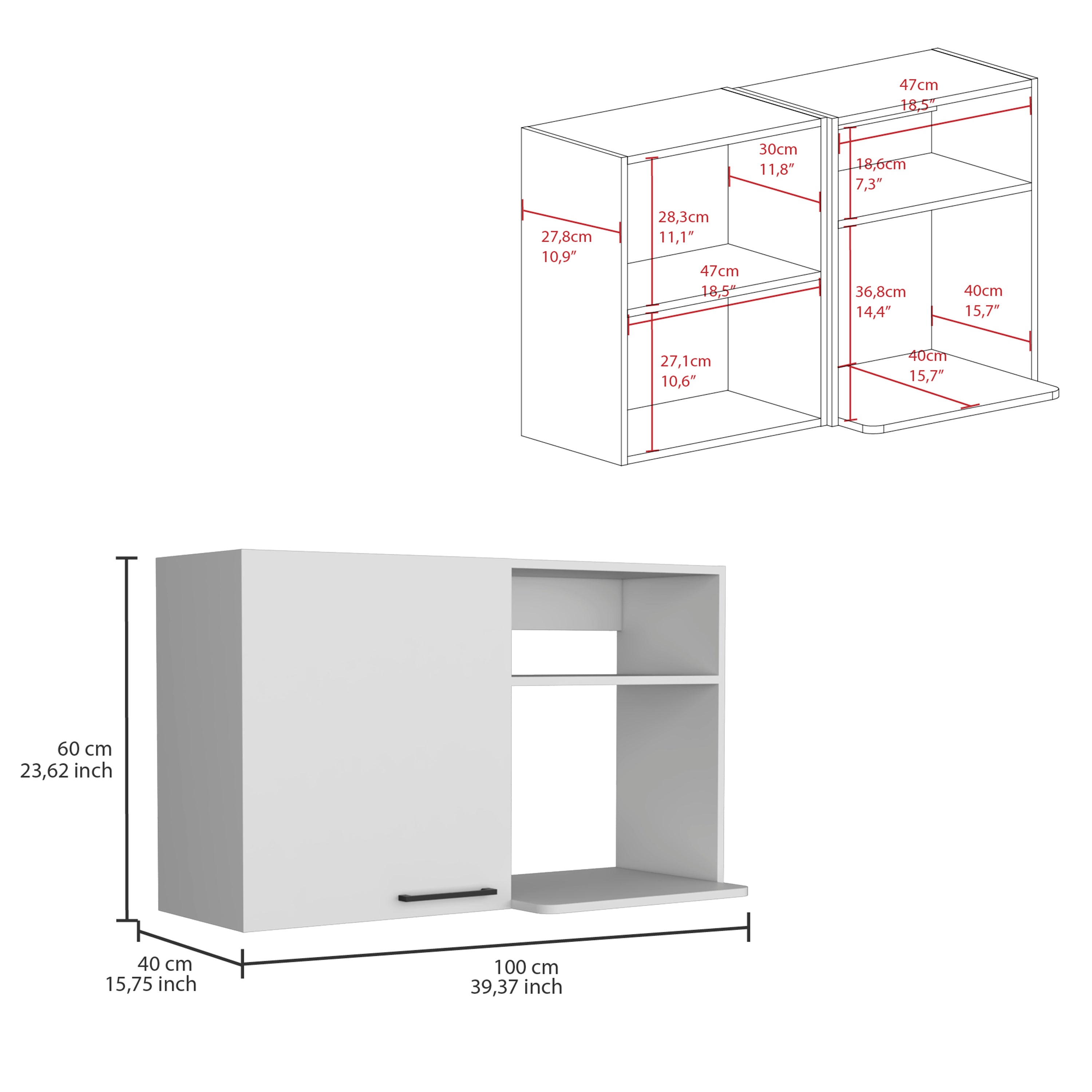 Kitchen wall cabinet Burwood, White Finish