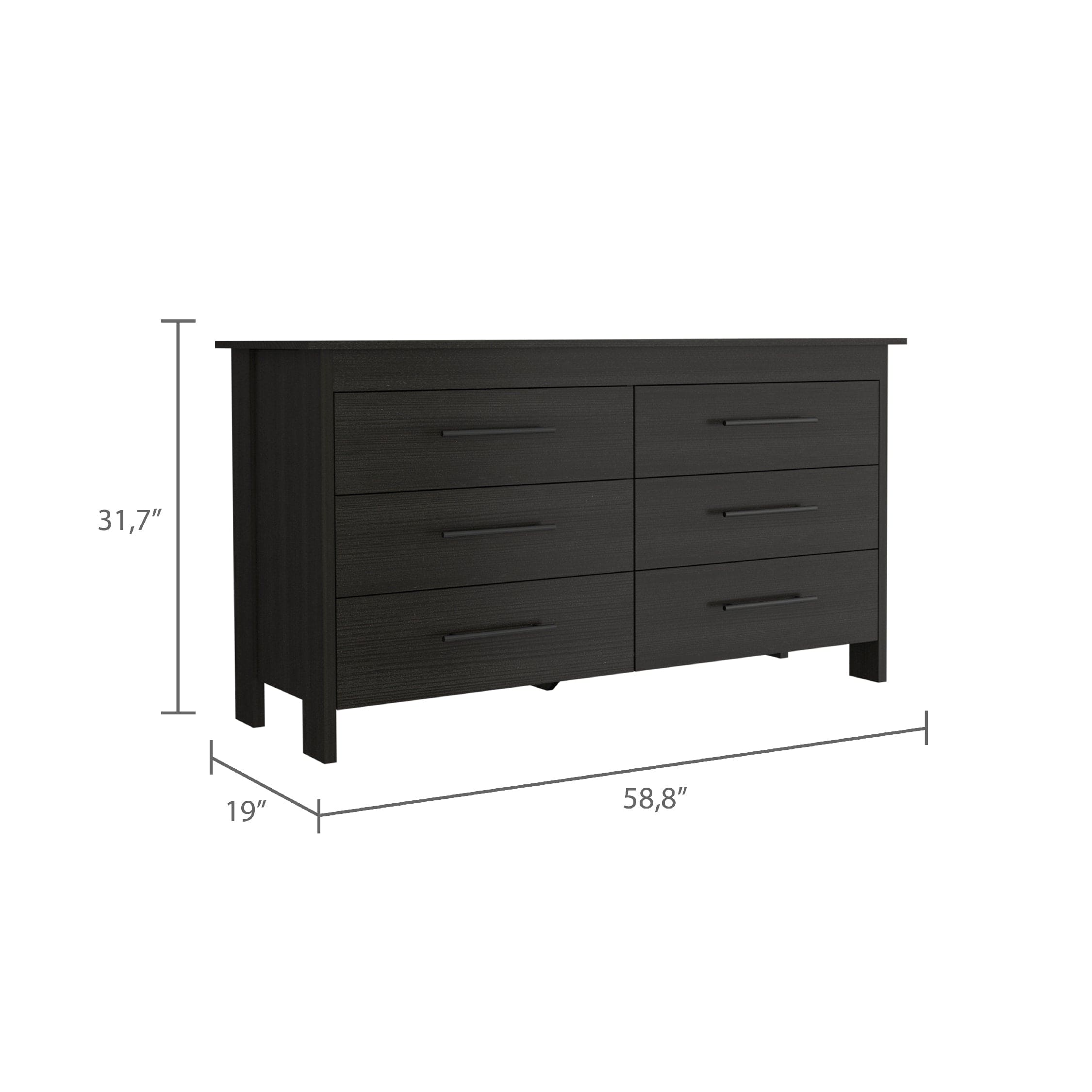 Southington 6-Drawer Rectangle Dresser Black Wengue