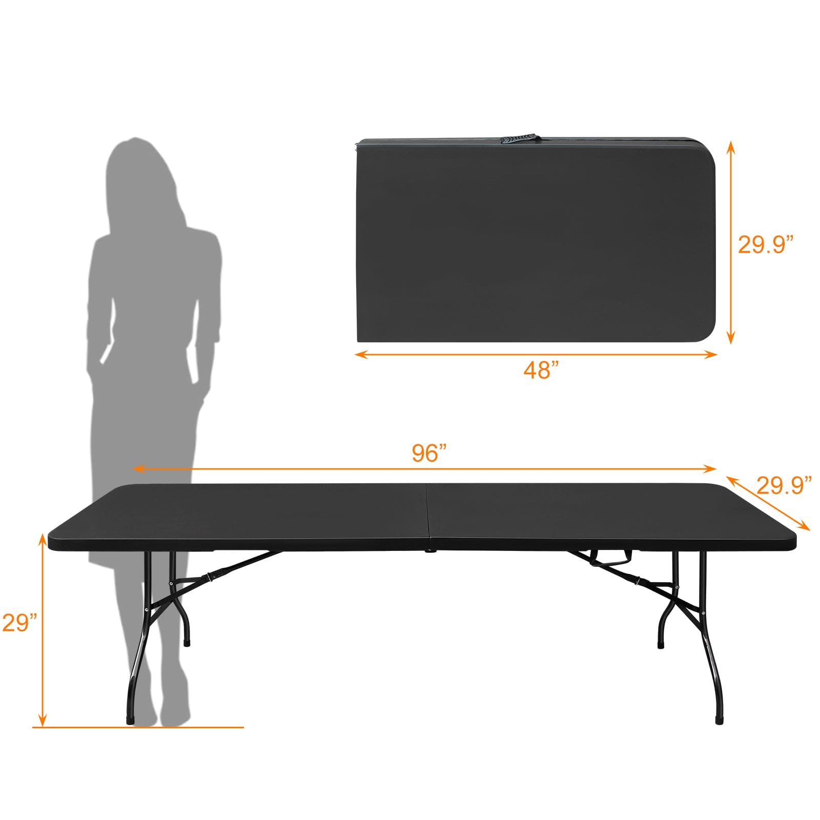 8ft Indoor and outdoor portable folding table maximum weight 135KG camping manor afternoon tea Strong, reliable, easy to damage, easy to carry and easy to store