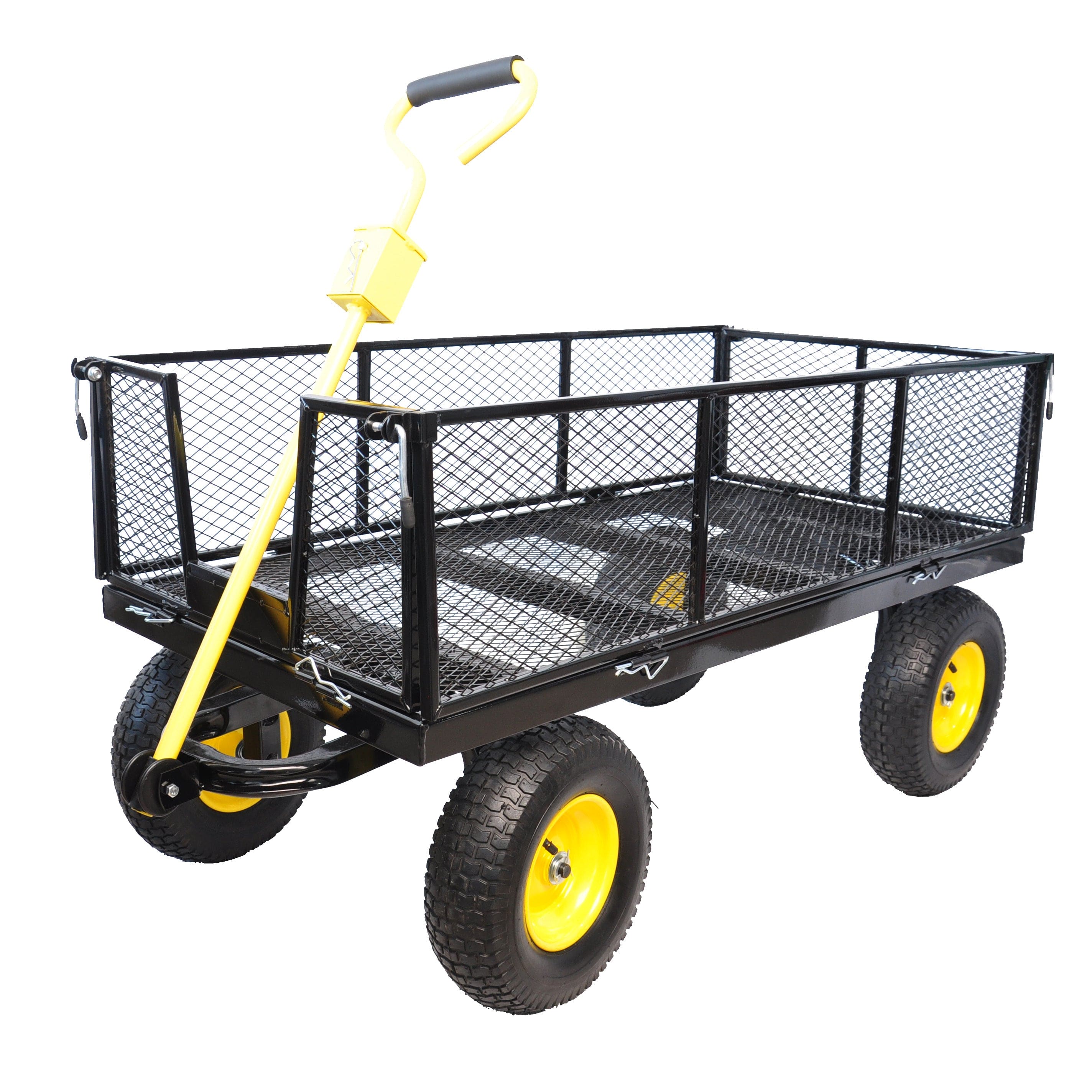 BIG  Wagon Cart Garden cart trucks make it easier to transport firewood Yellow+Black Maximum static load is 880 lbs.