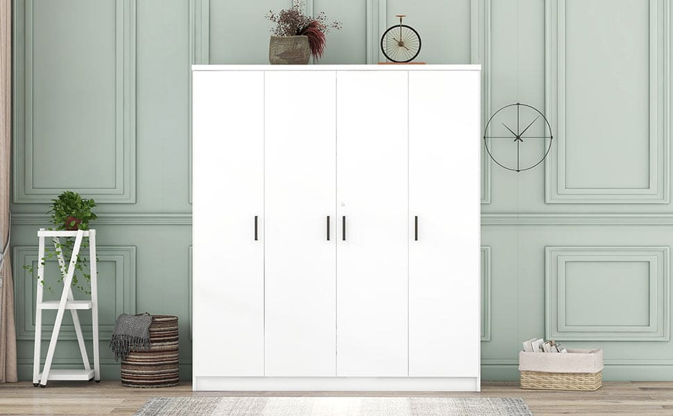 4-Door Wardrobe with 1 Drawer, White