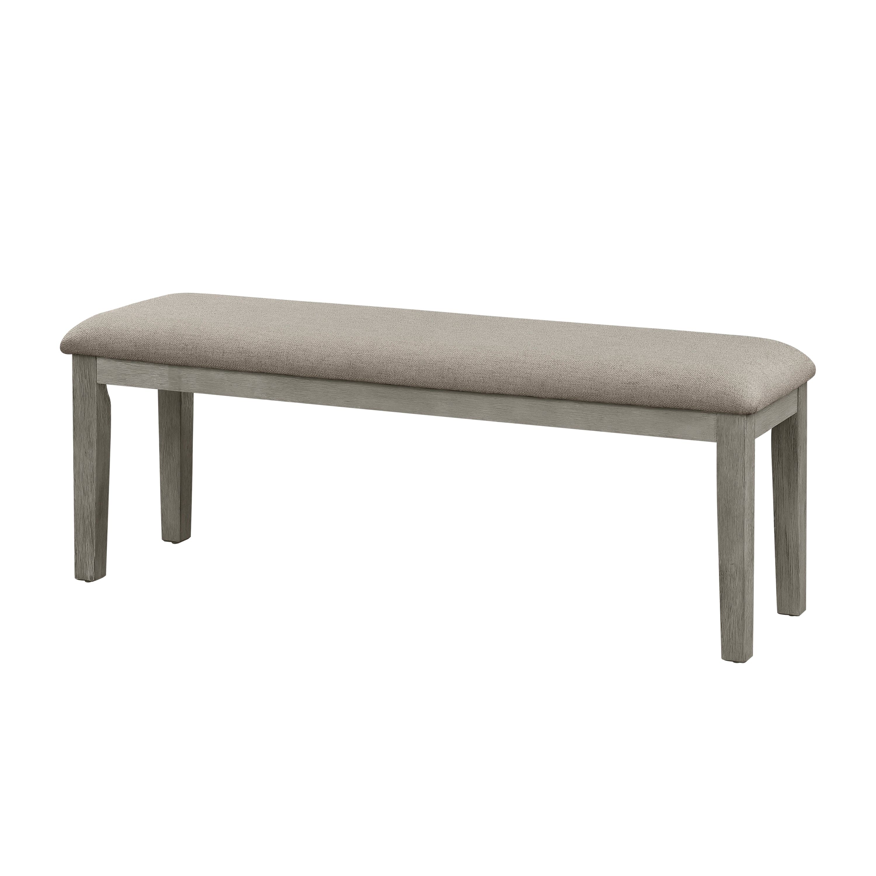 Fabric Upholstered Seat 1pc Bench Wire Brushed Light Gray Finish Wooden Frame Dining Room Furniture