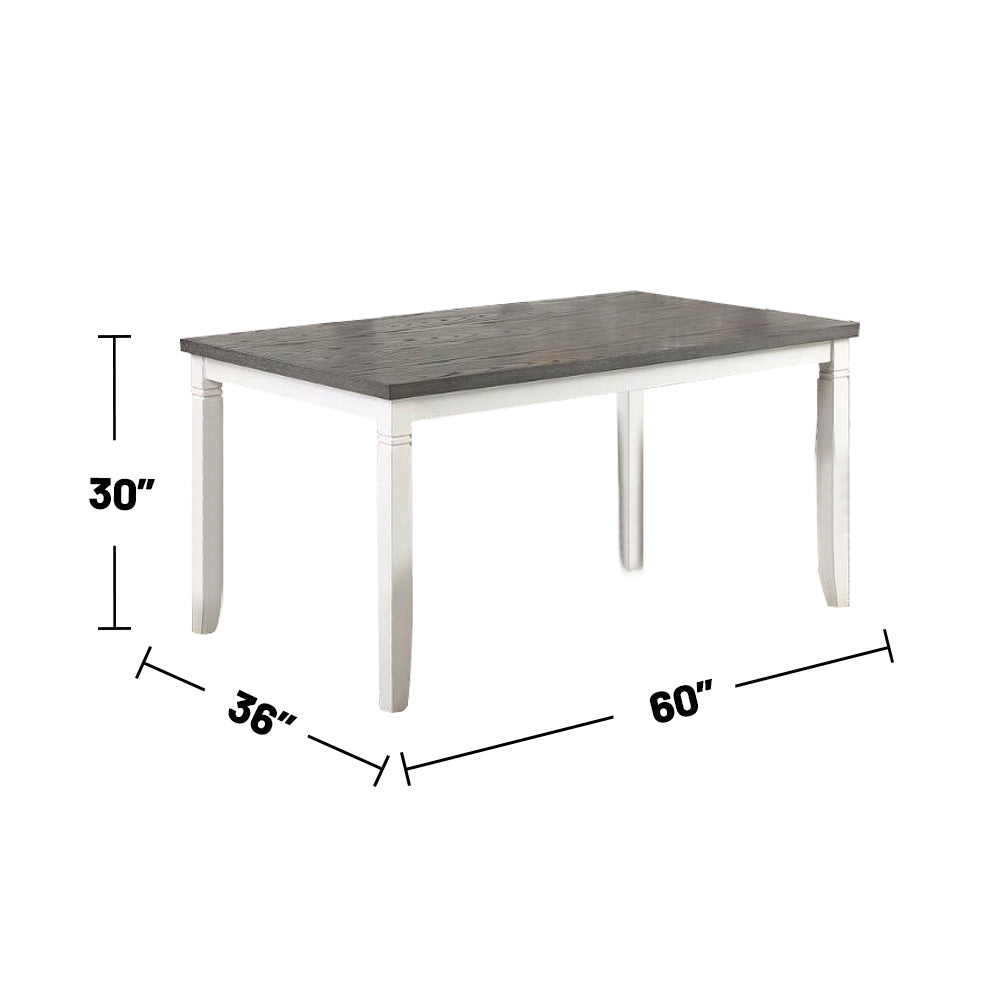 Carrol 6 Piece Wood Dining Set, White and Grey