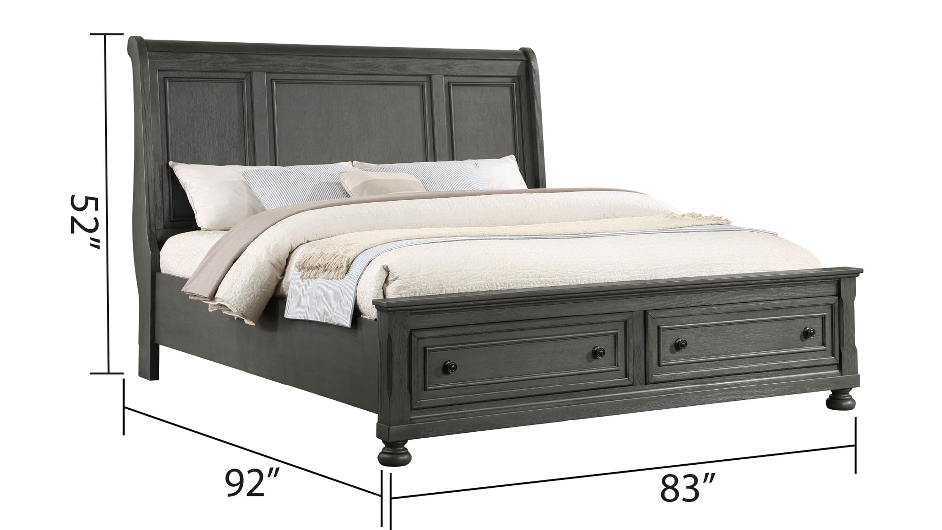 Jackson Modern Style King Bed Made with Wood & Rustic Gray Finish