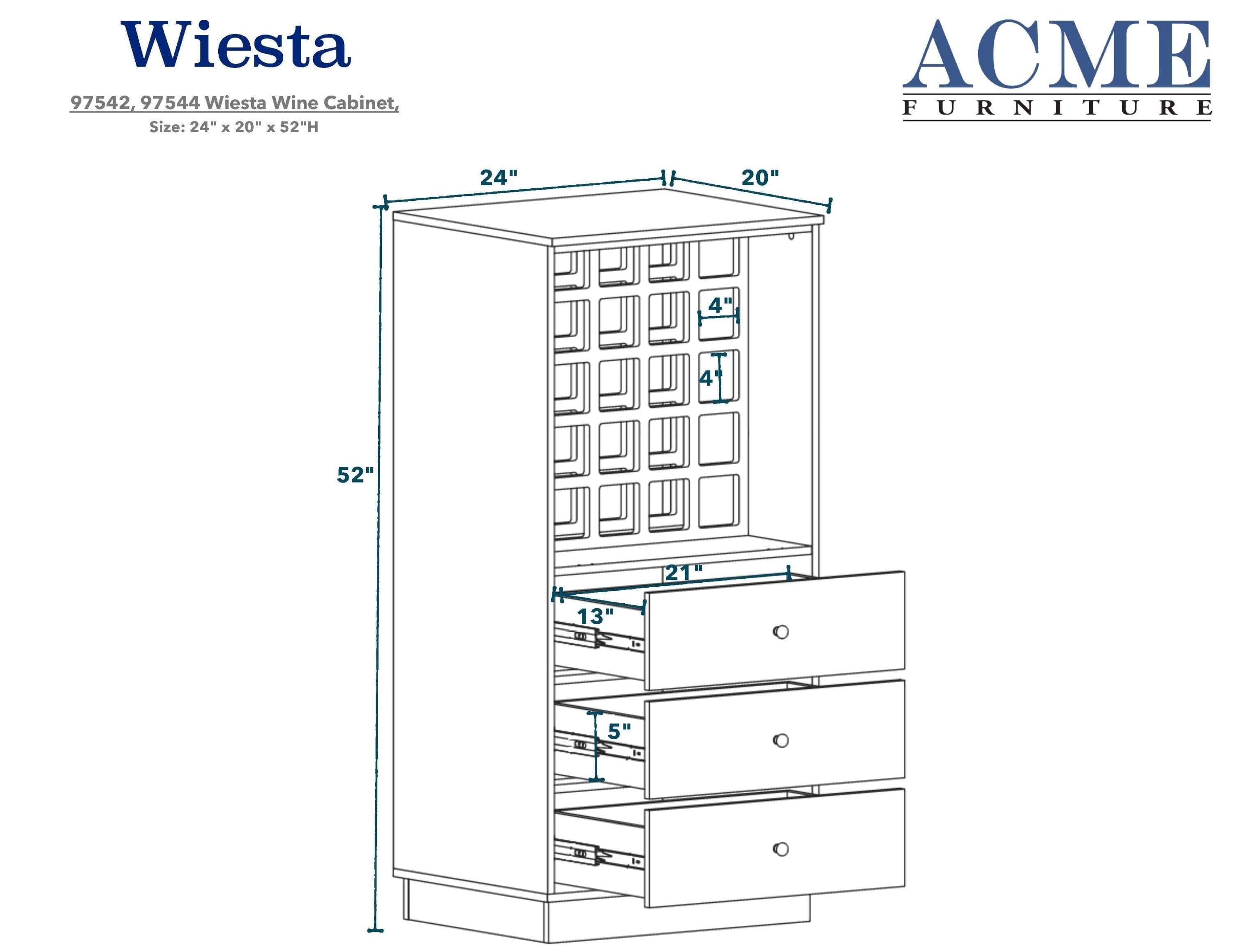 ACME Wiesta Wine Cabinet in Antique White 97544