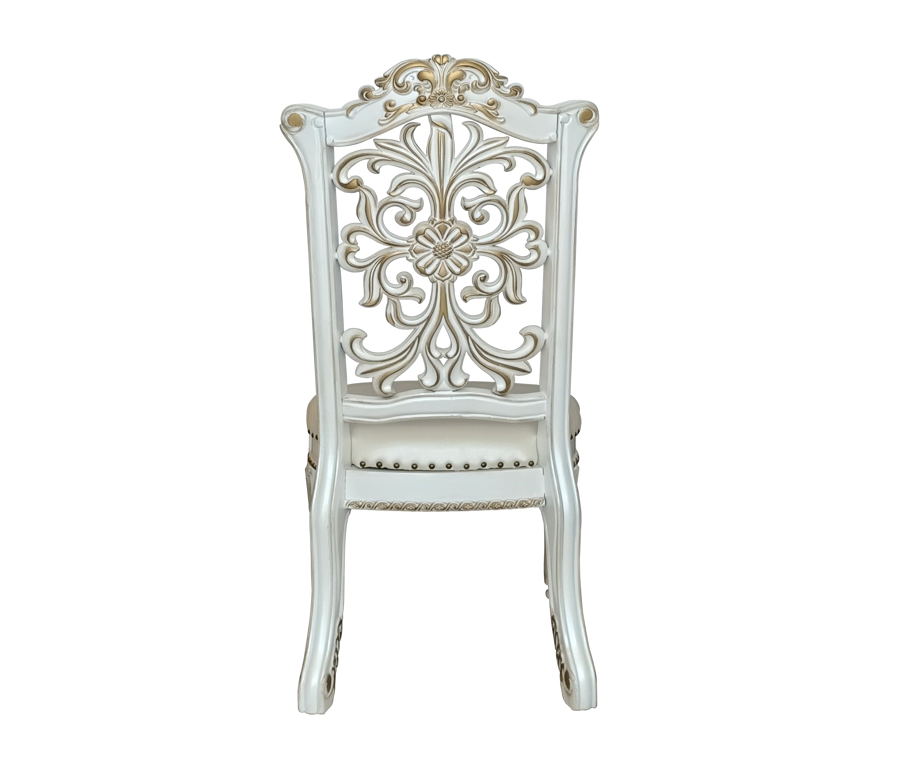 ACME Vendom Side Chair(Set-2), PU & Antique Pearl Finish DN01347