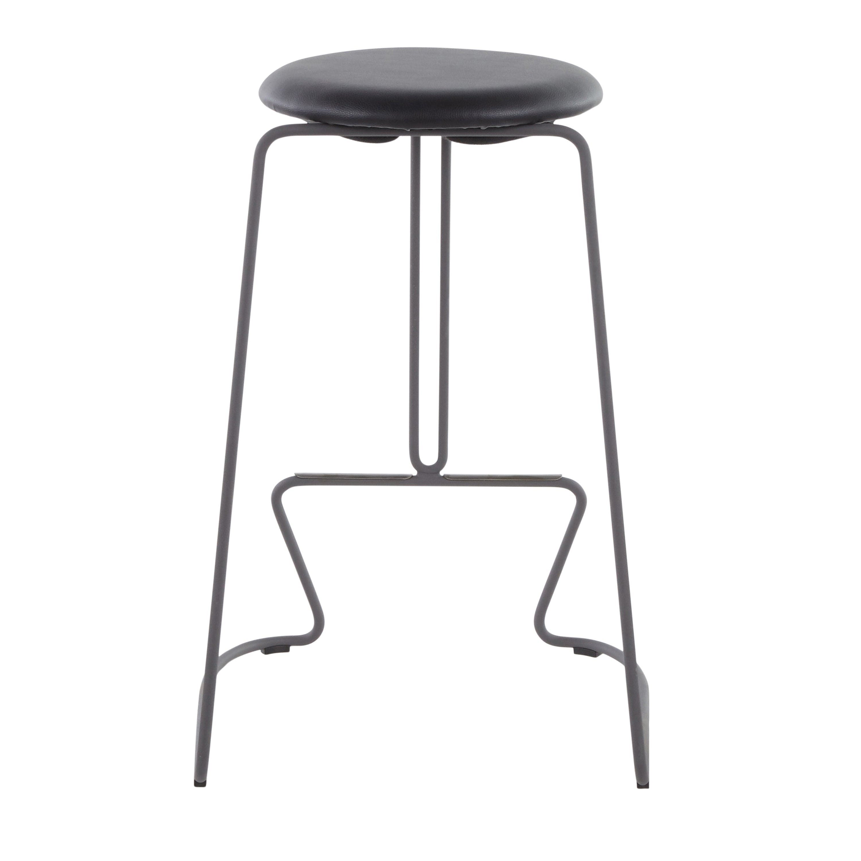 Finn Contemporary Counter Stool in Grey Steel and Black Faux Leather by LumiSource - Set of 2