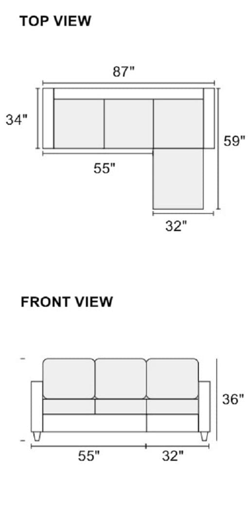 Slate Color Polyfiber Reversible Sectional Sofa Set Chaise Pillows Plush Cushion Couch Nailheads