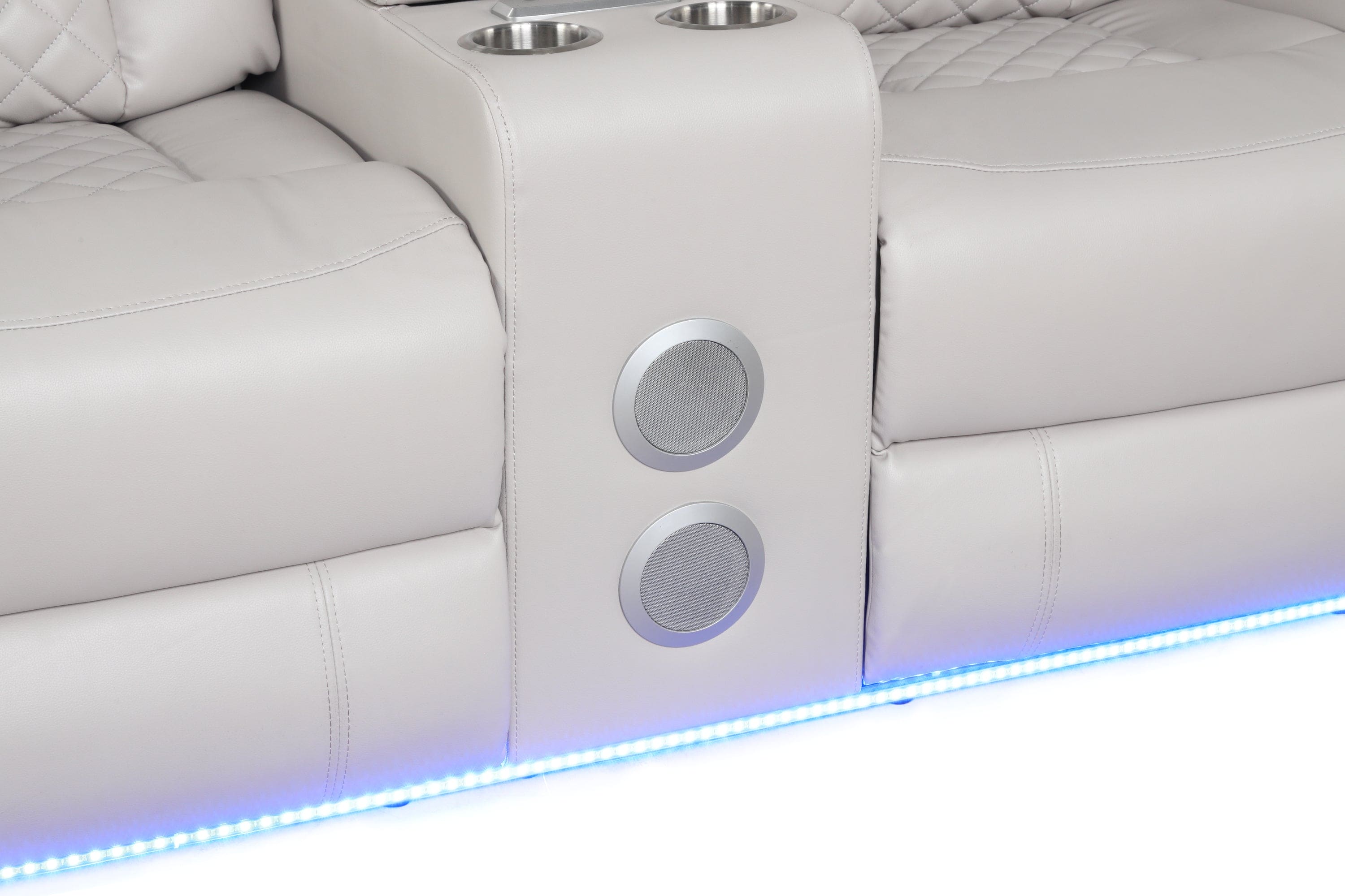 Benz LED & Power Reclining Loveseat Made With Faux Leather in Ice