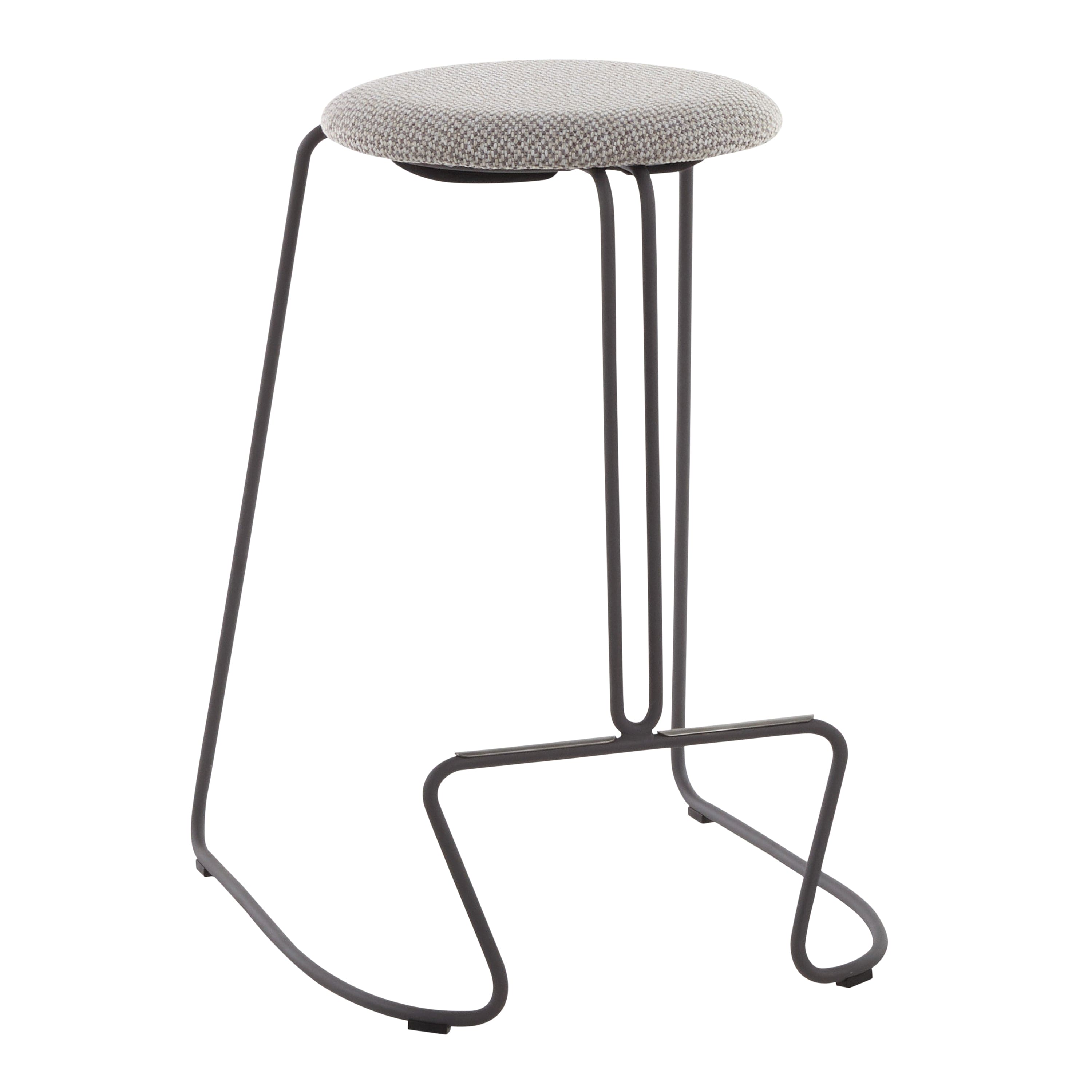 Finn Contemporary Counter Stool in Grey Steel and Light Grey Fabric by LumiSource - Set of 2