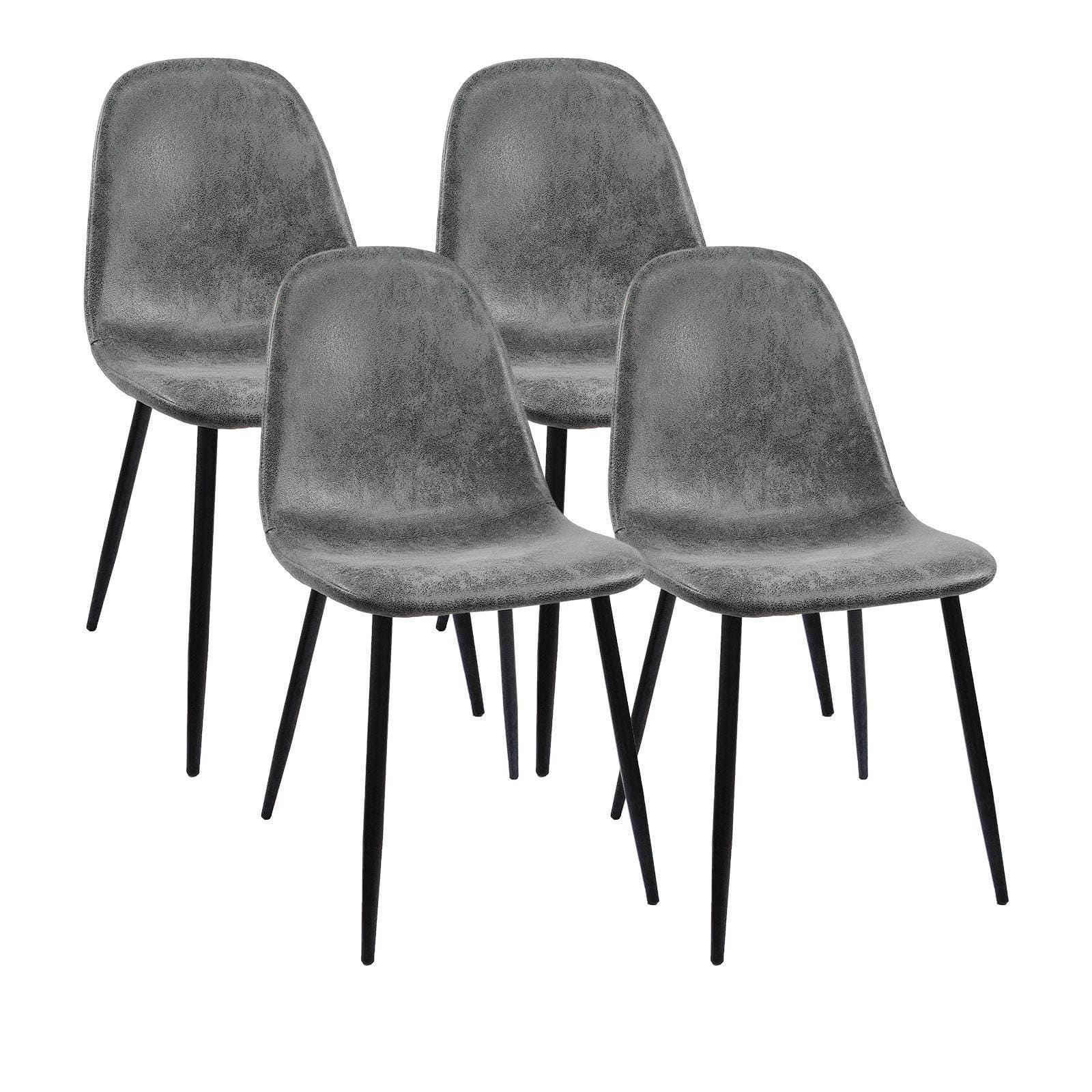 Dining Chairs Set of 4, Modern Accent Chairs with Soft glove suede Fabric Upholstered Seat, Spoon Shape Kitchen Chair with Black Metal Legs Dining Side Chairs for Dining Room Kitchen (Grey)