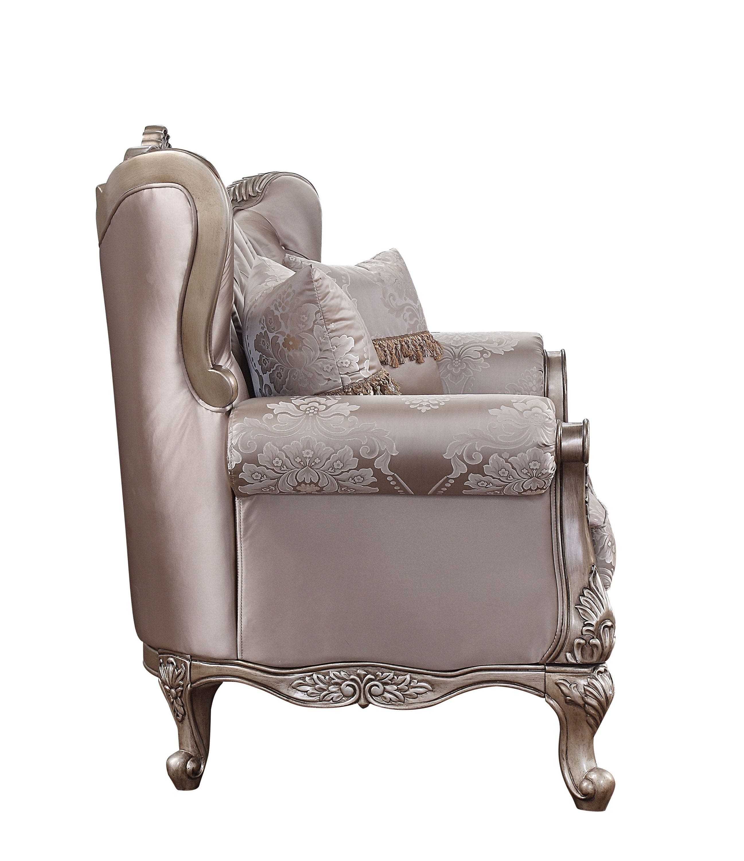 ACME Jayceon Loveseat w/2 Pillows, Fabric & Champagne 54866