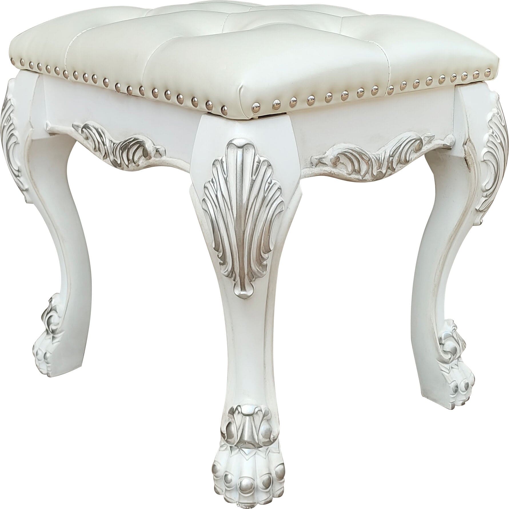 ACME Dresden  Vanity Stool in PU & Bone White Finish BD01679