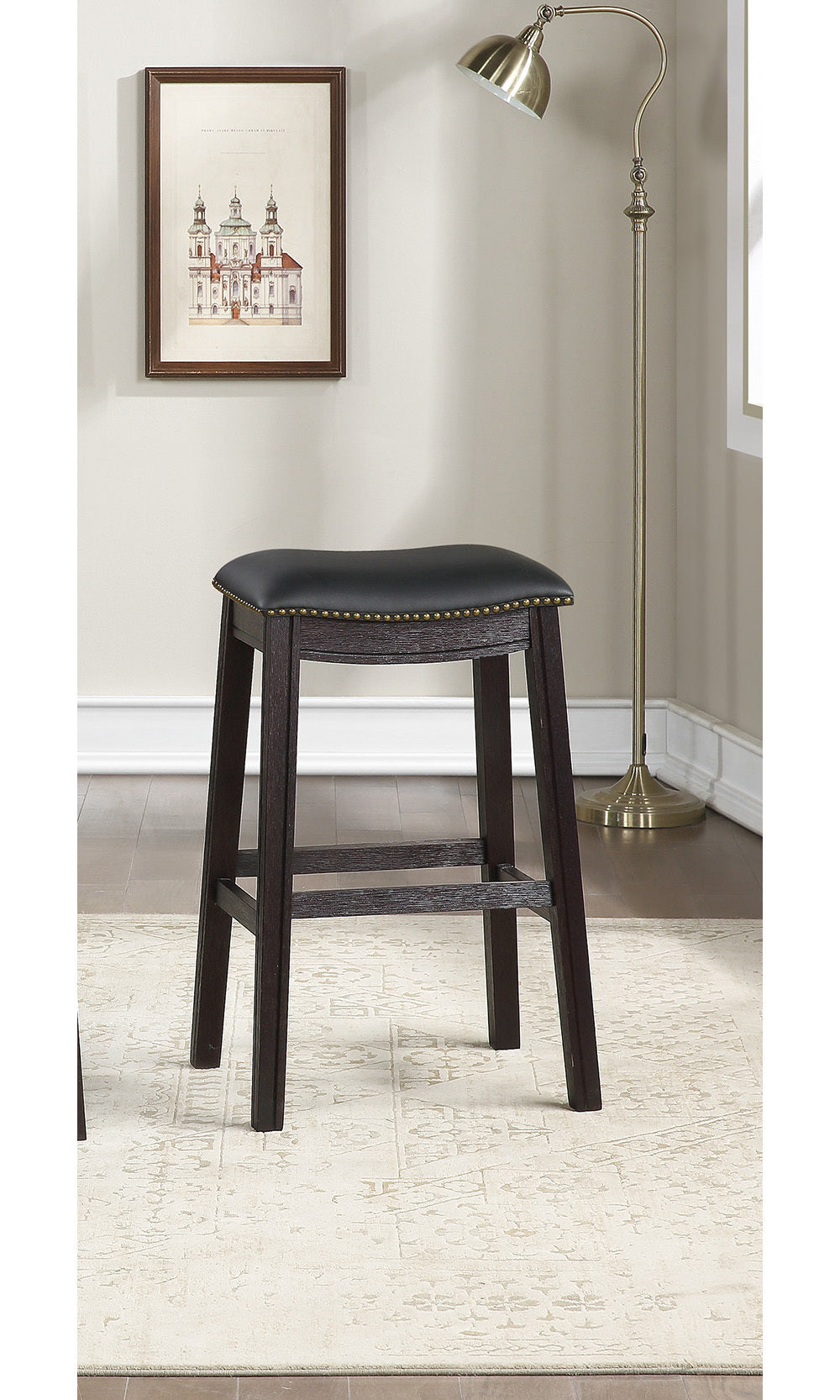 Black PU Upholstery Bar Stool, Set of 2