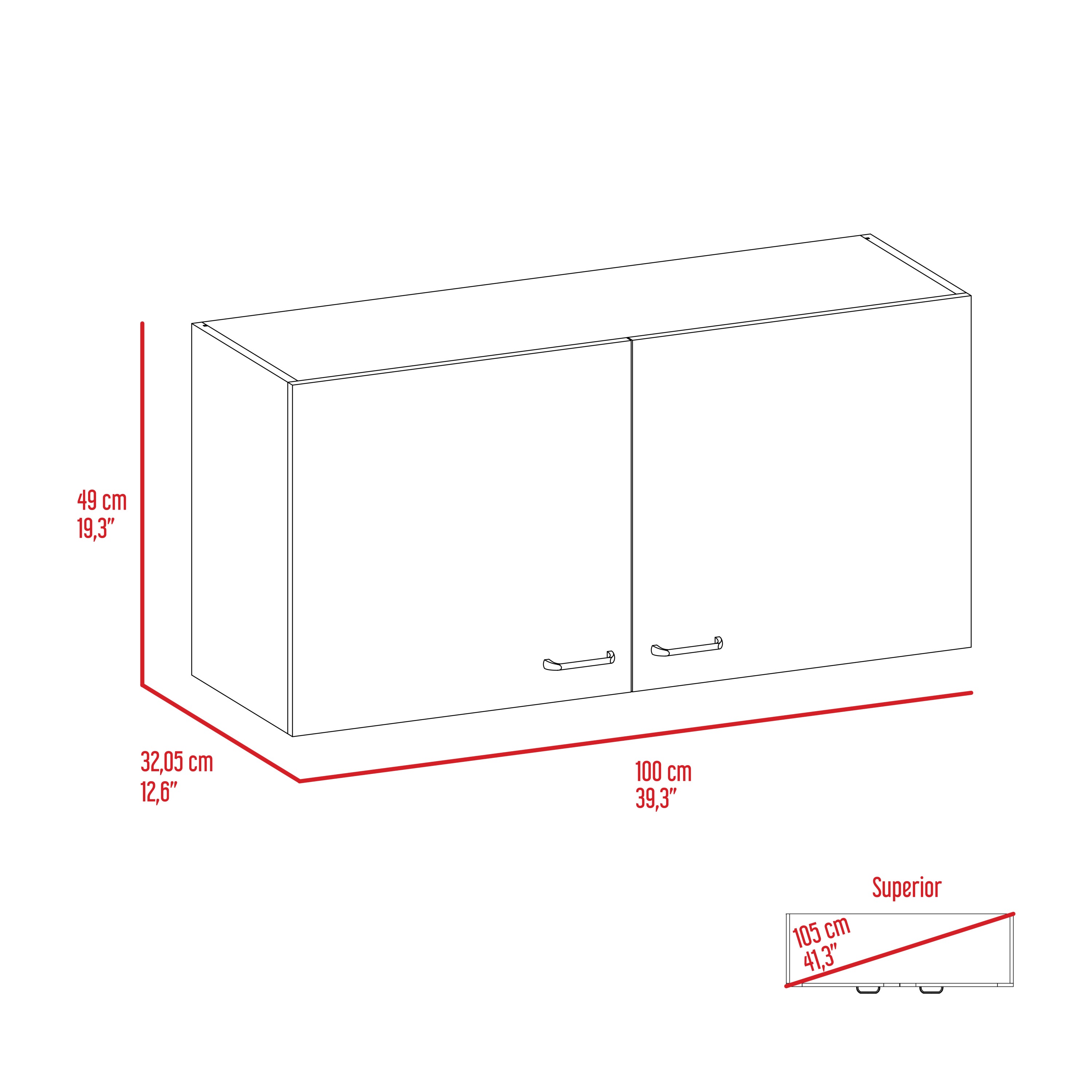 Wall Cabinet Toran, Two Shelves, Double Door, Black Wengue Finish