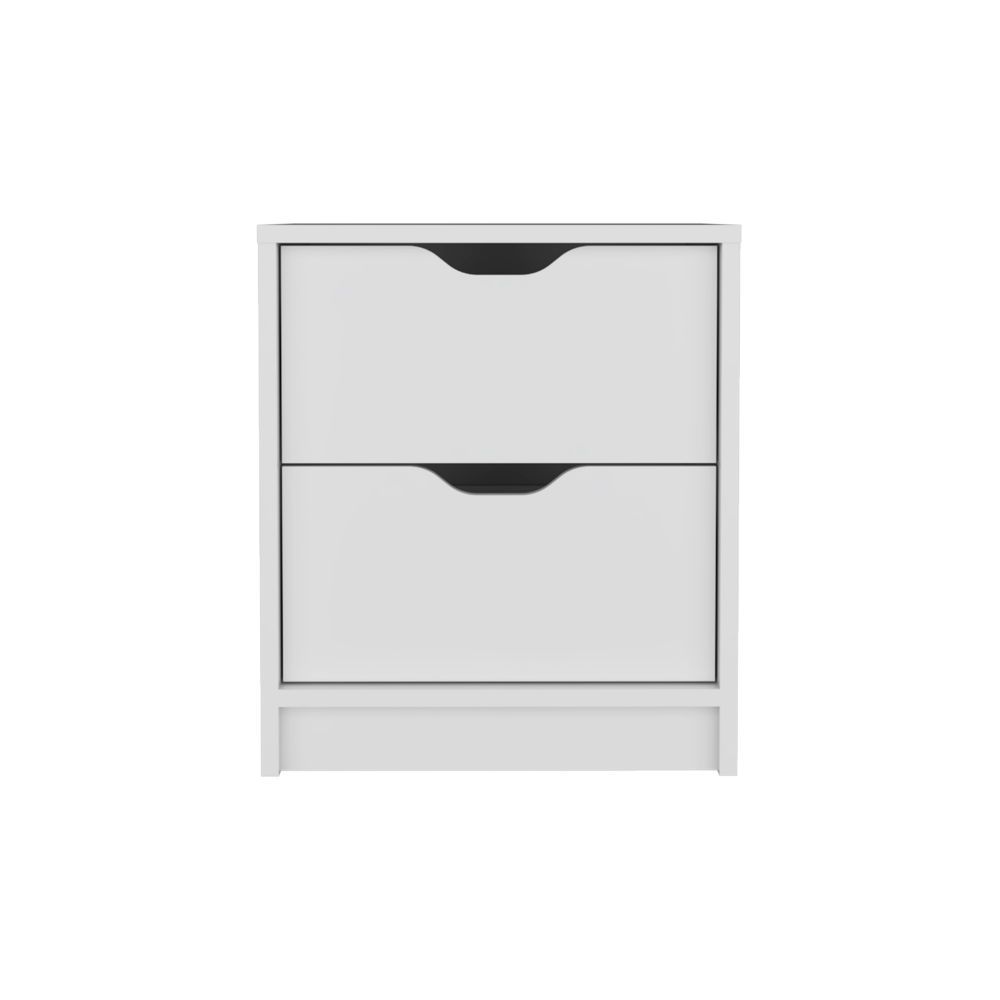 Basilea 2 Drawers Nightstand, Pull Out System -White