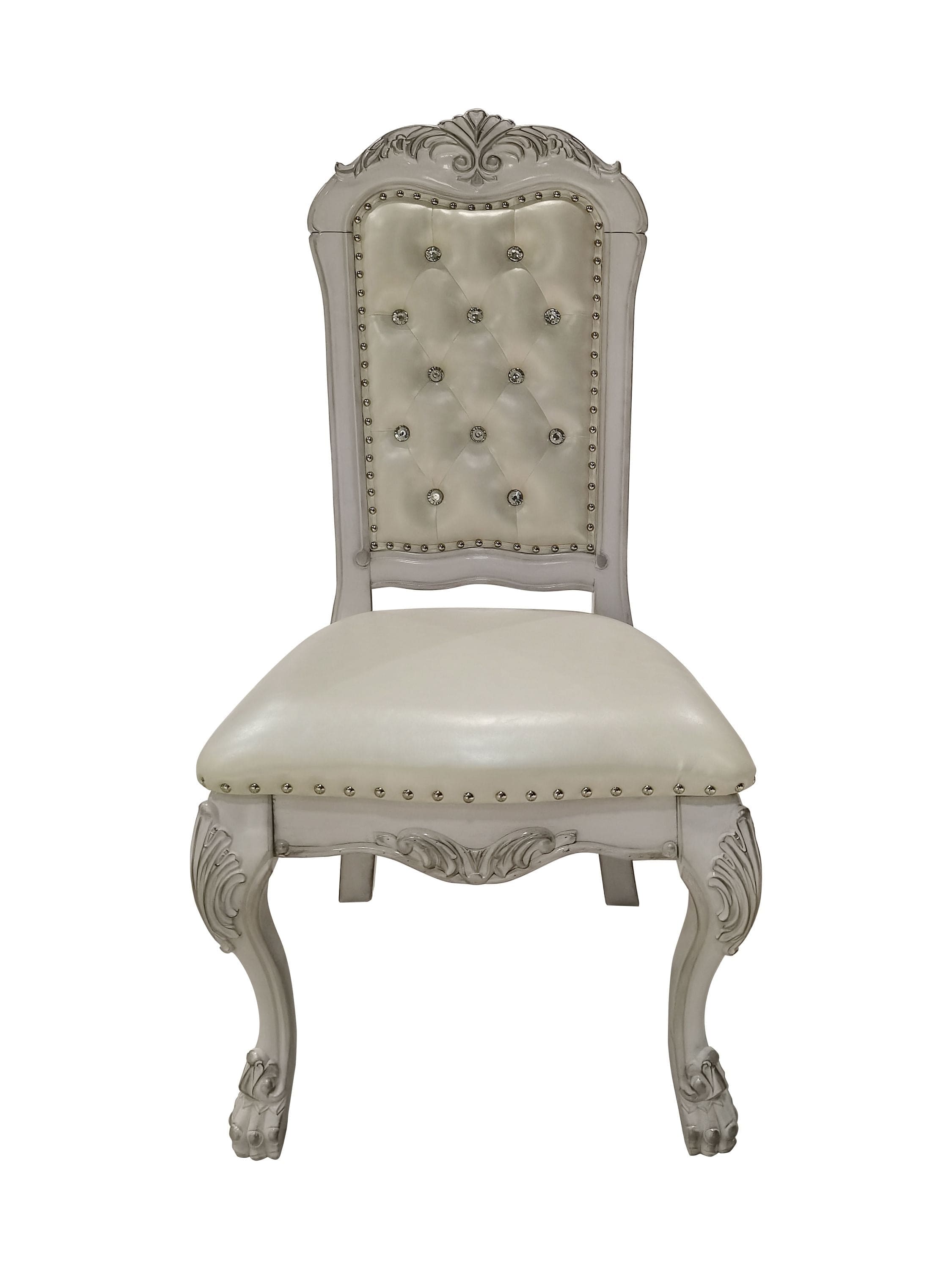 ACME Dresden  Side Chair (Set-2) in Fabric & Bone White Finish DN01701