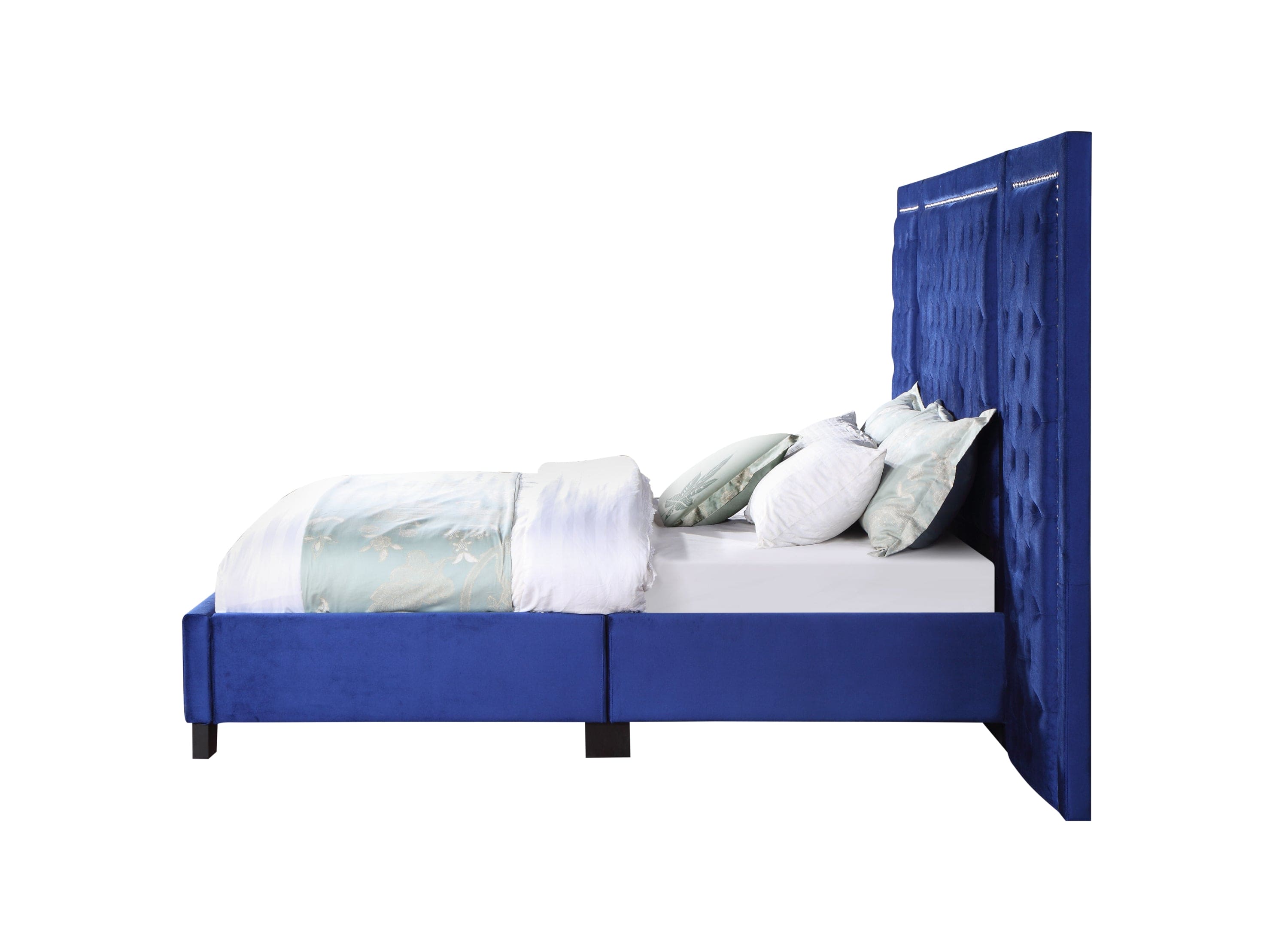 ACME Damazy Eastern King Bed, Blue Velvet BD00972EK