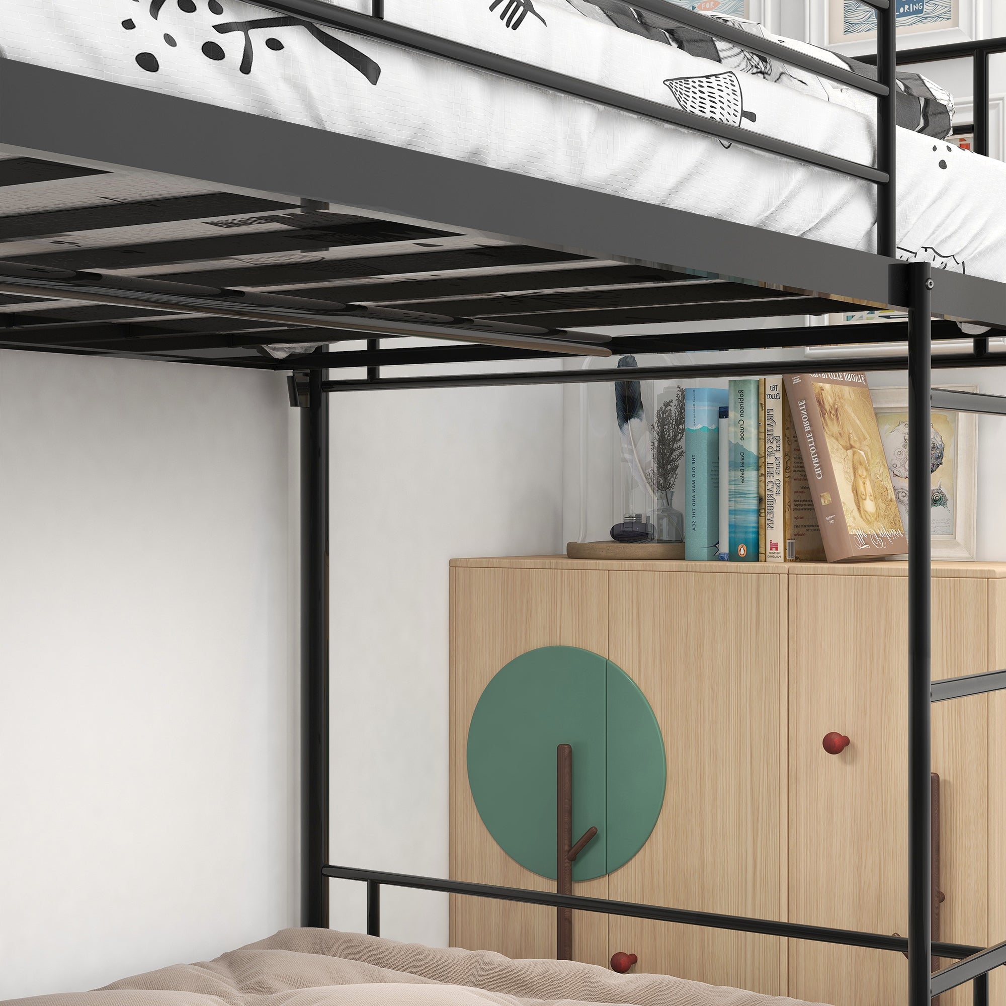 Twin over Twin Bunk Bed, Metal Frame with Ladder