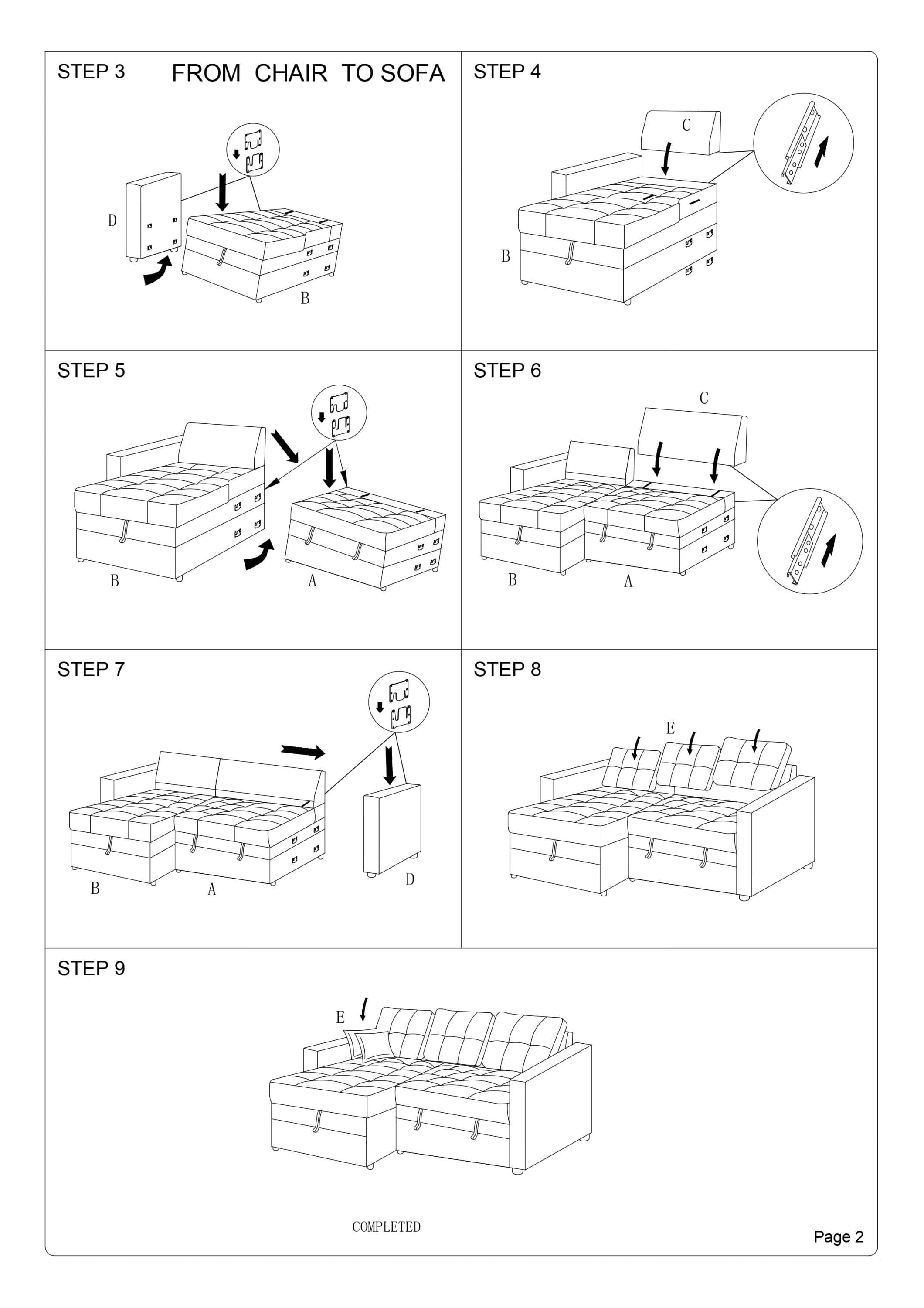 Blue Grey Convertible Sectional Pull Out Bed Sofa Chaise Reversible Storage Chaise Polyfiber Tufted Couch Lounge