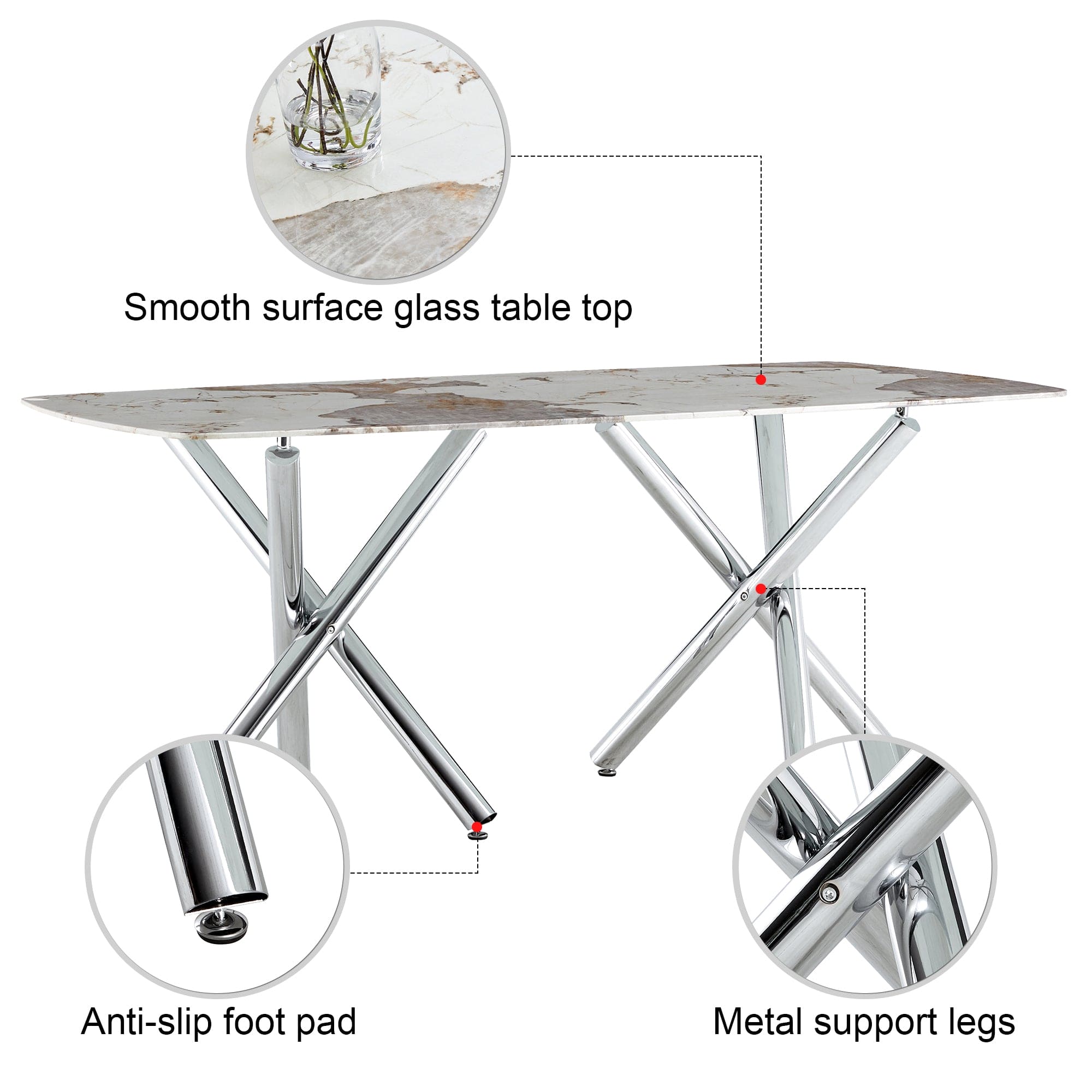 Large modern minimalist rectangular dining table suitable for 6-8 people, equipped with a 0.39 "imitation marble tabletop and metal legs,for Kitchen Dining Living Meeting Room Banquet hall,71"x 40"x30