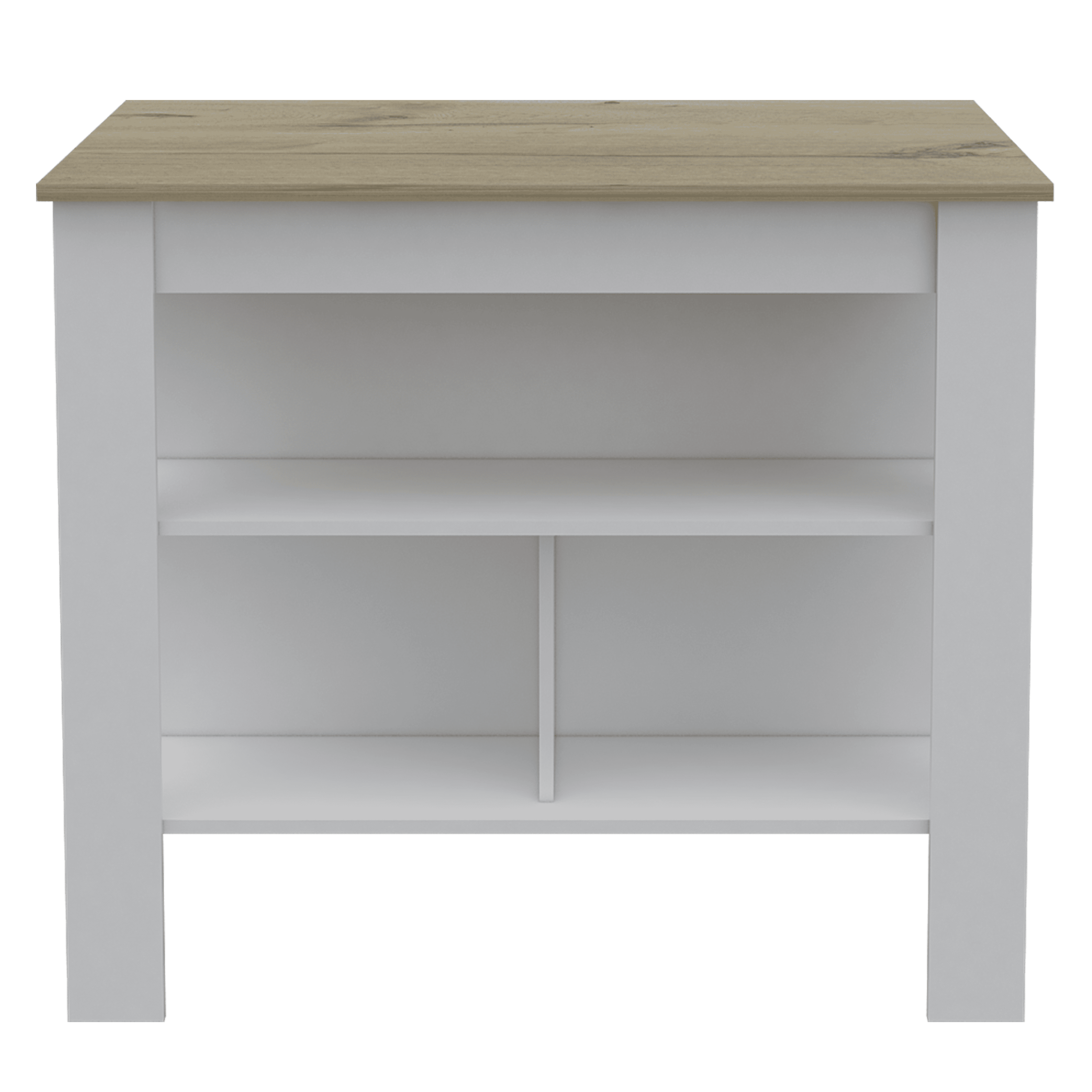 Cala Kitchen Island Antibacterial, Three Shelves, Four Legs  -Light Oak / White