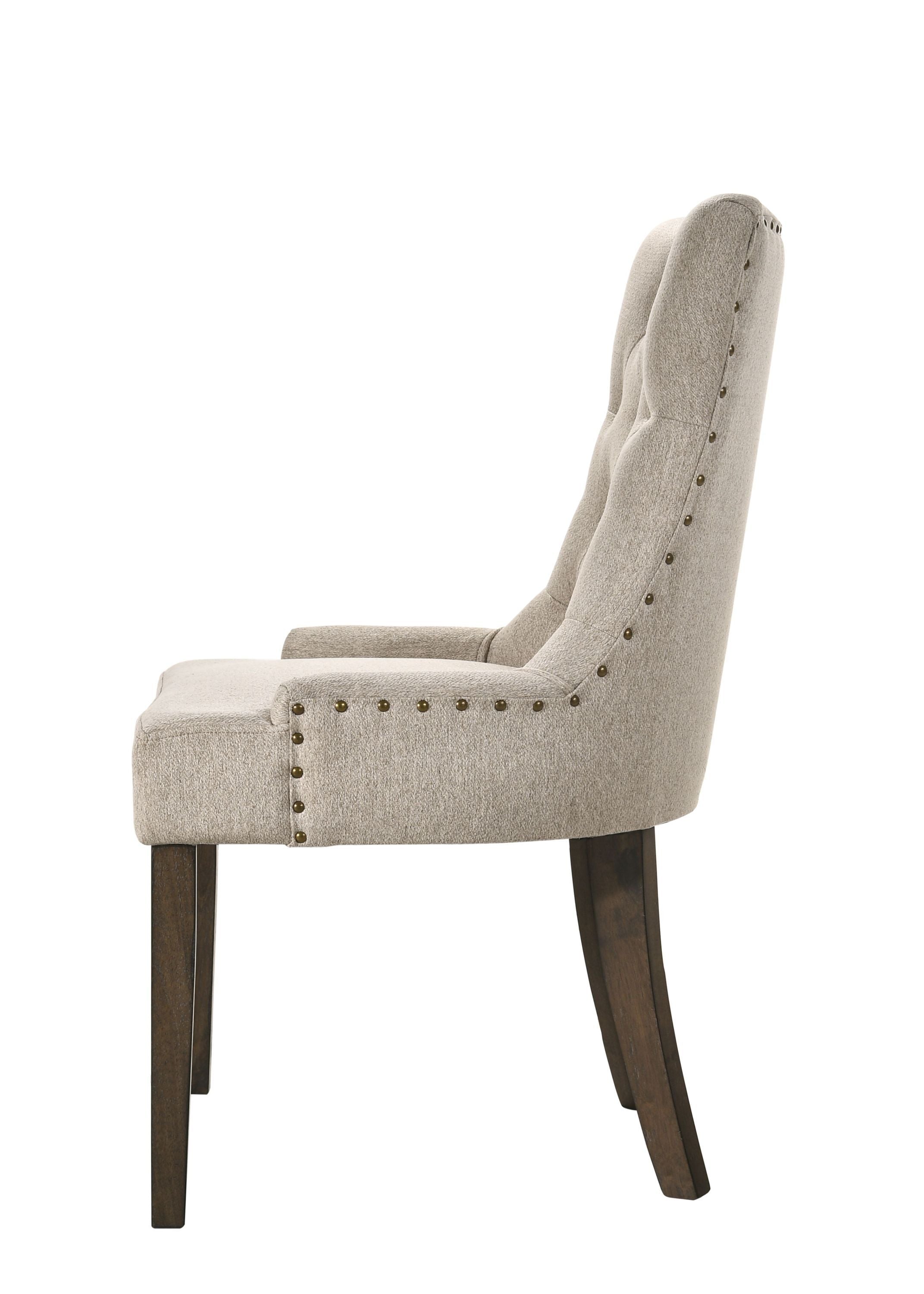 ACME Farren Side Chair, Beige Fabric & Espresso Finish 77172