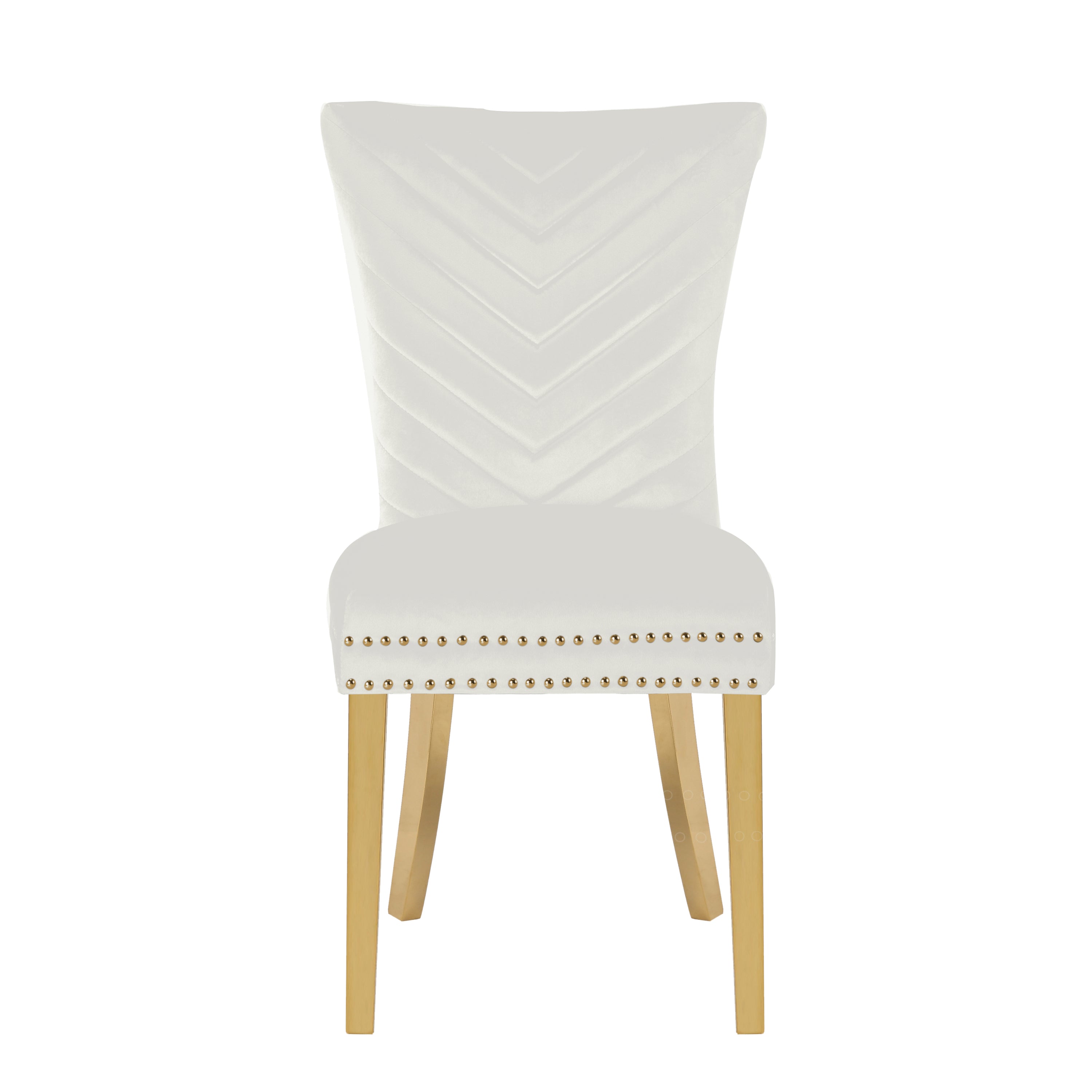 Eva 2 Piece Gold Legs Dining Chairs Finished with Velvet Fabric in Beige