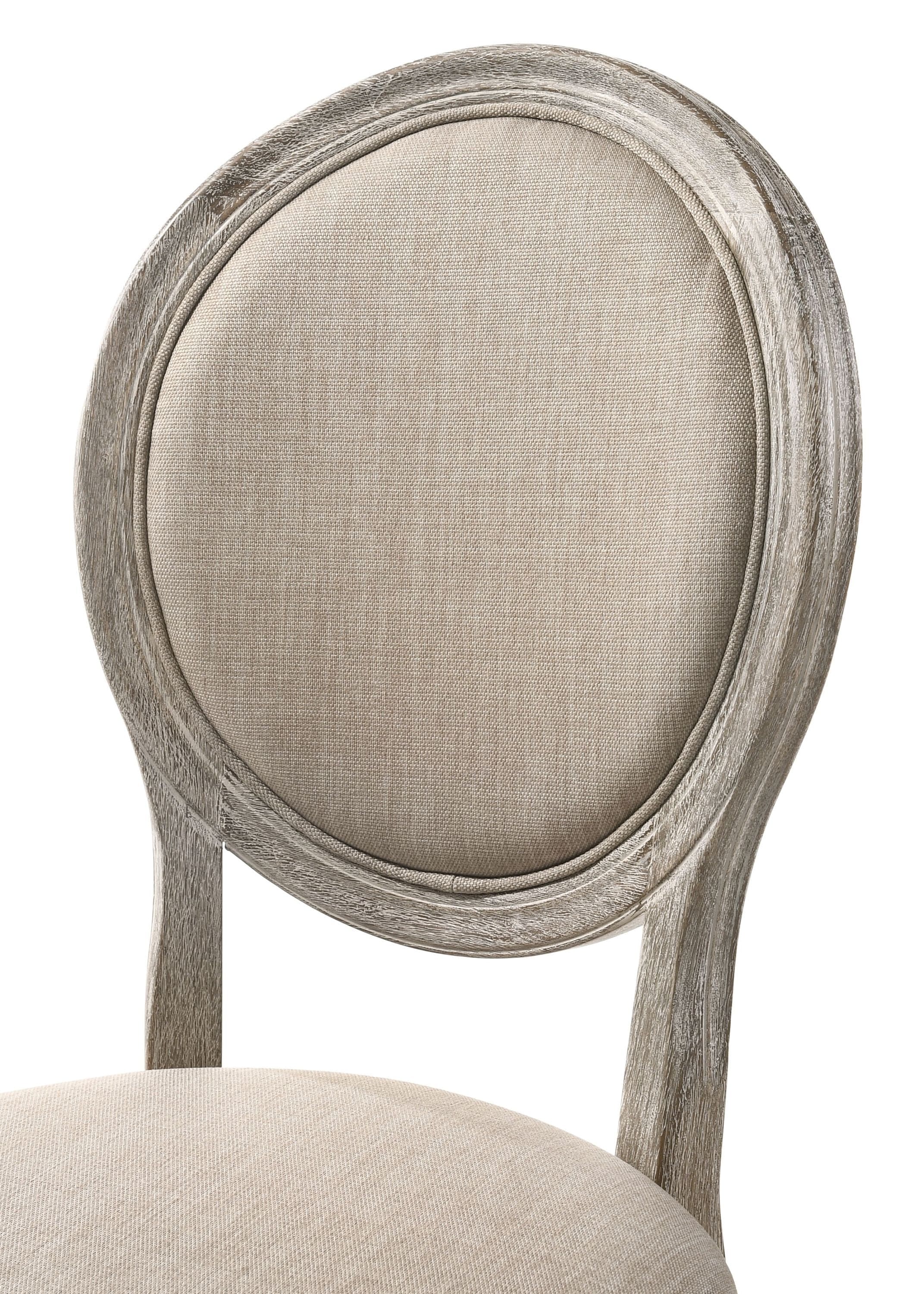 ACME Faustine Side Chair, Tan Fabric & Salvaged Light Oak Finish 77187