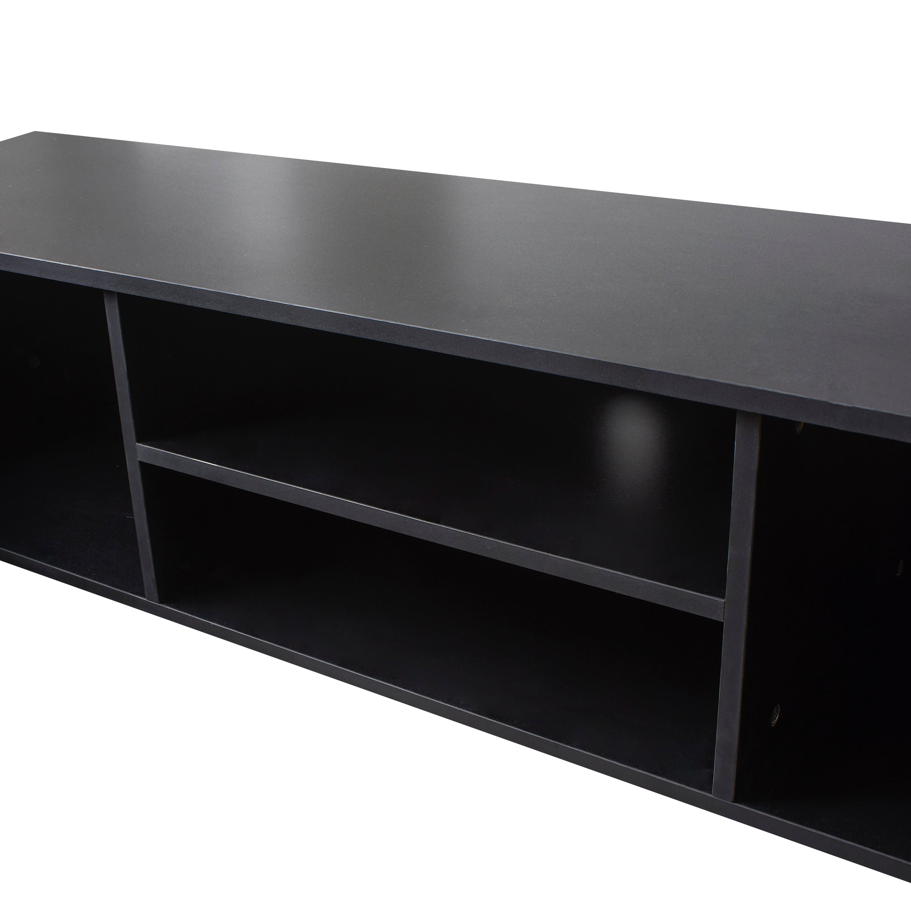 Black TV Stand for 70 Inch TV Stands, Media Console Entertainment Center Television Table, 2 Storage Cabinet with Open Shelves for Living Room Bedroom