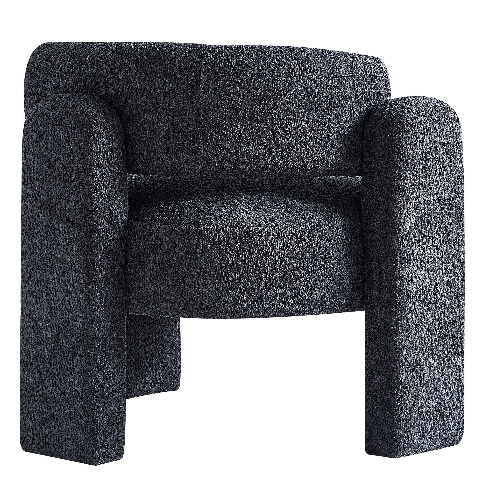 34.65" Wide Boucle Upholstery Accent Chair Dark Grey