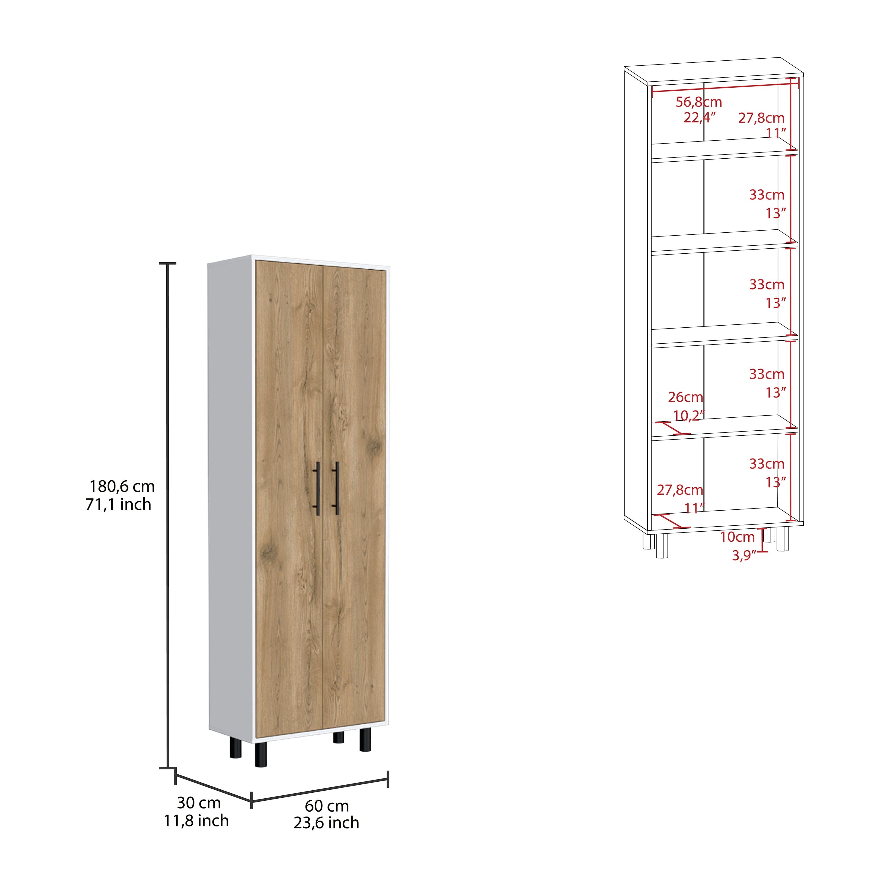 Multistorage Manacor, Five Shelves, Macadamia and White Finish