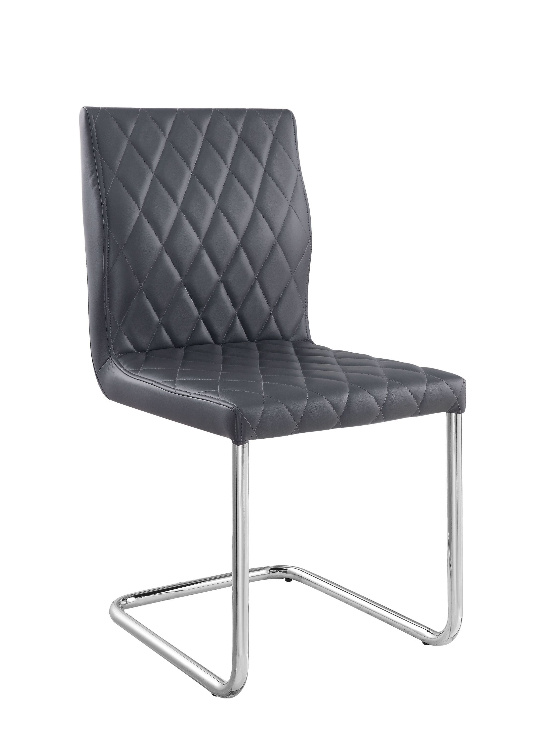 ACME Ansonia Side Chair (Set-2), Gray PU & Chrome 77832