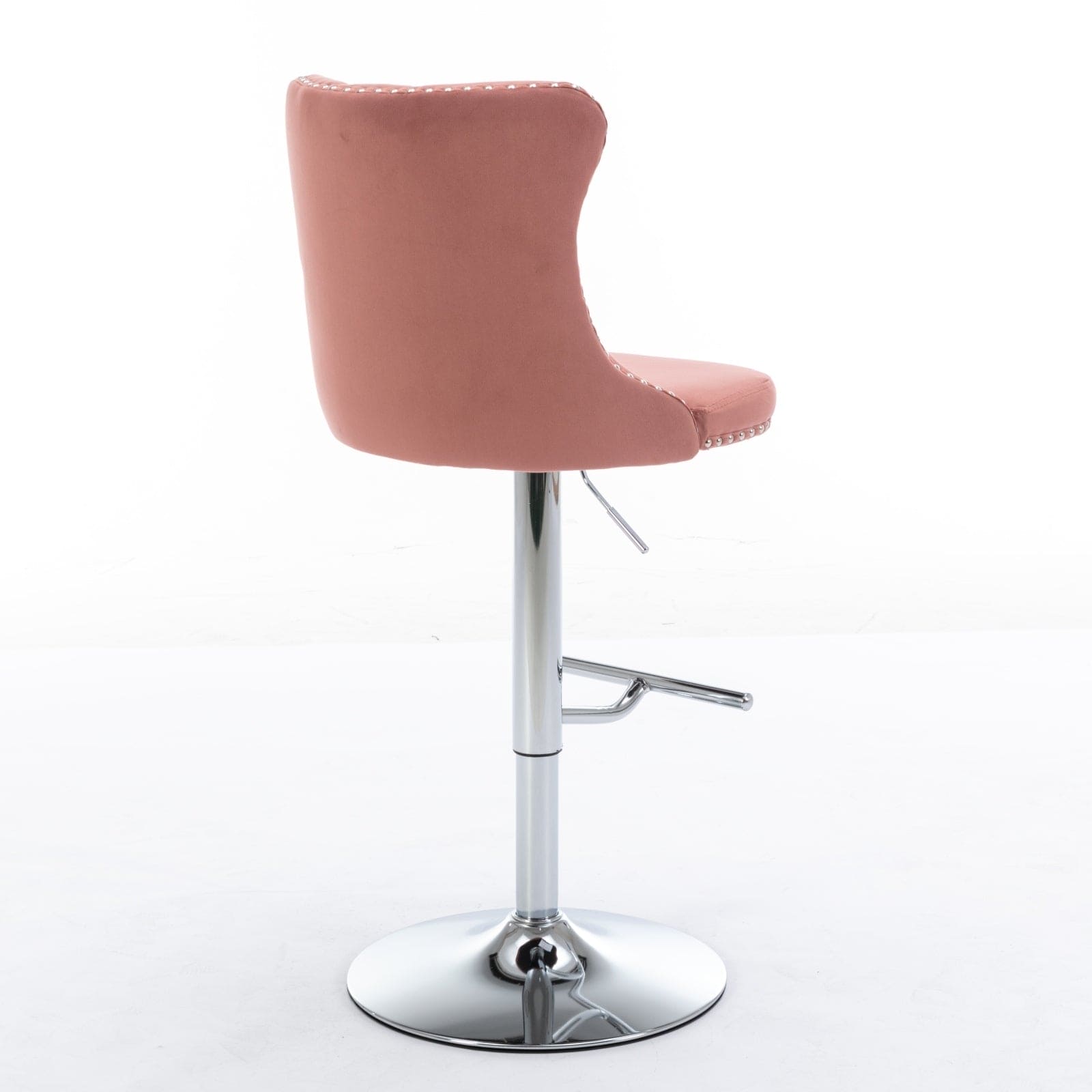 Swivel Velvet Barstools Pink Set of 2