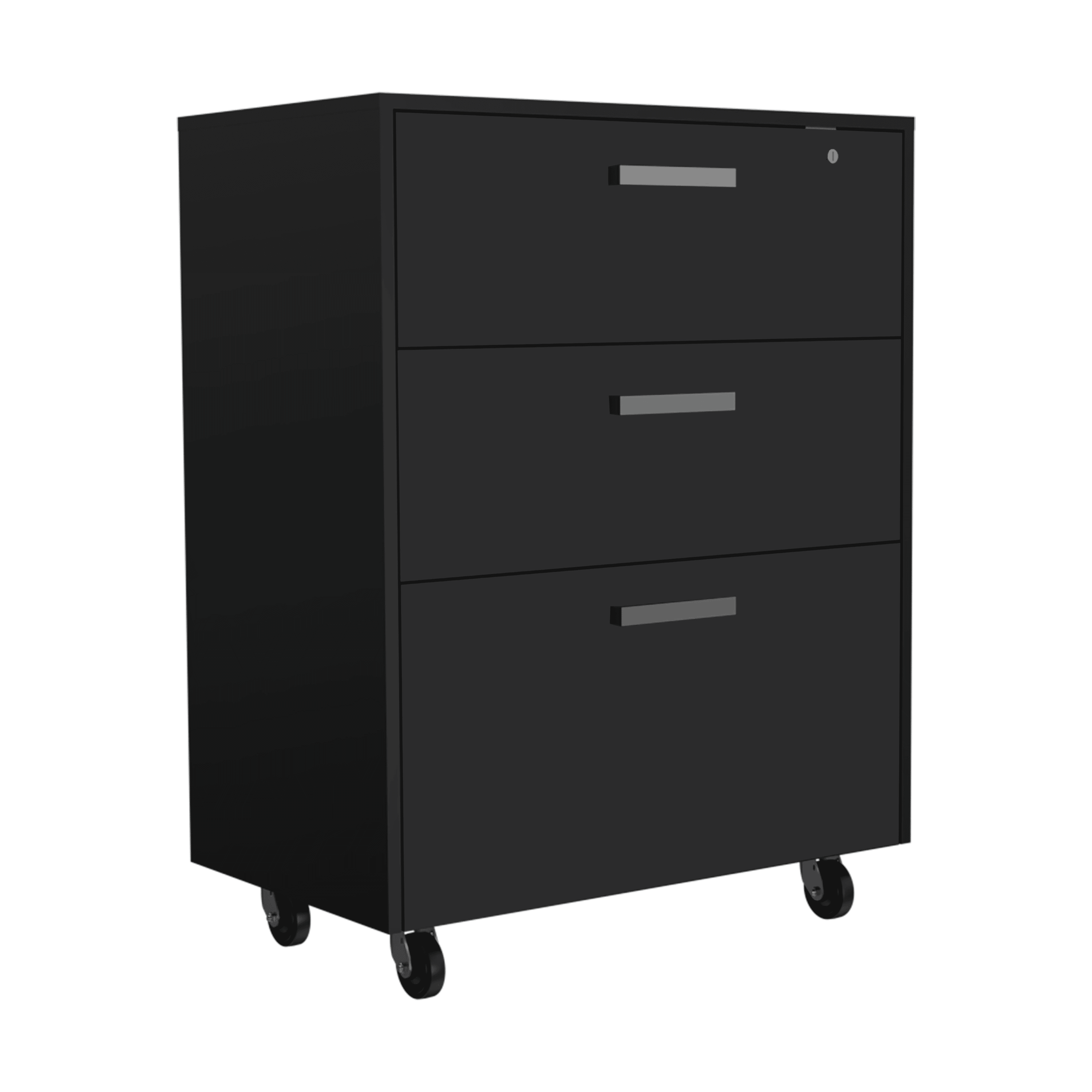 3 Drawers Storage Cabinet with Casters Lions Office, Black Wengue Finish