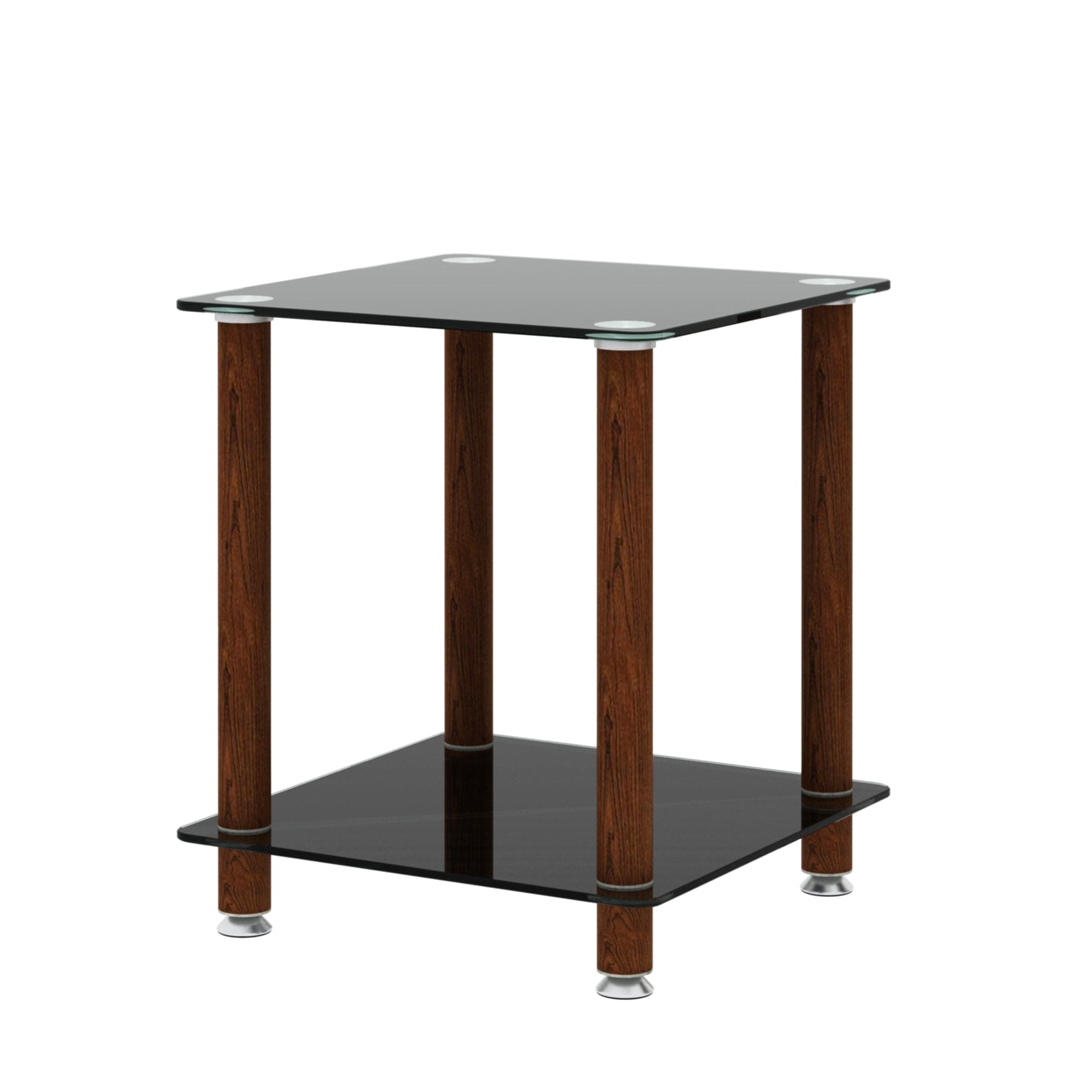 1-Piece Black + Walnut Side Table , 2-Tier Space End Table ,Modern Night Stand, Sofa table, Side Table with Storage Shelve