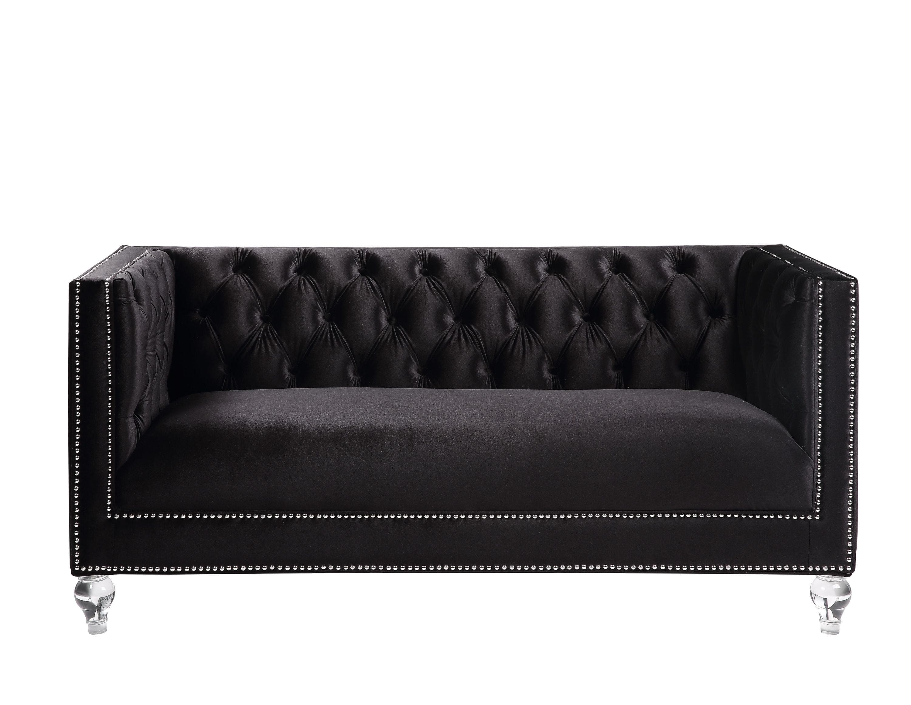 ACME Heibero Loveseat w/2 Pillows, Black Velvet 56996