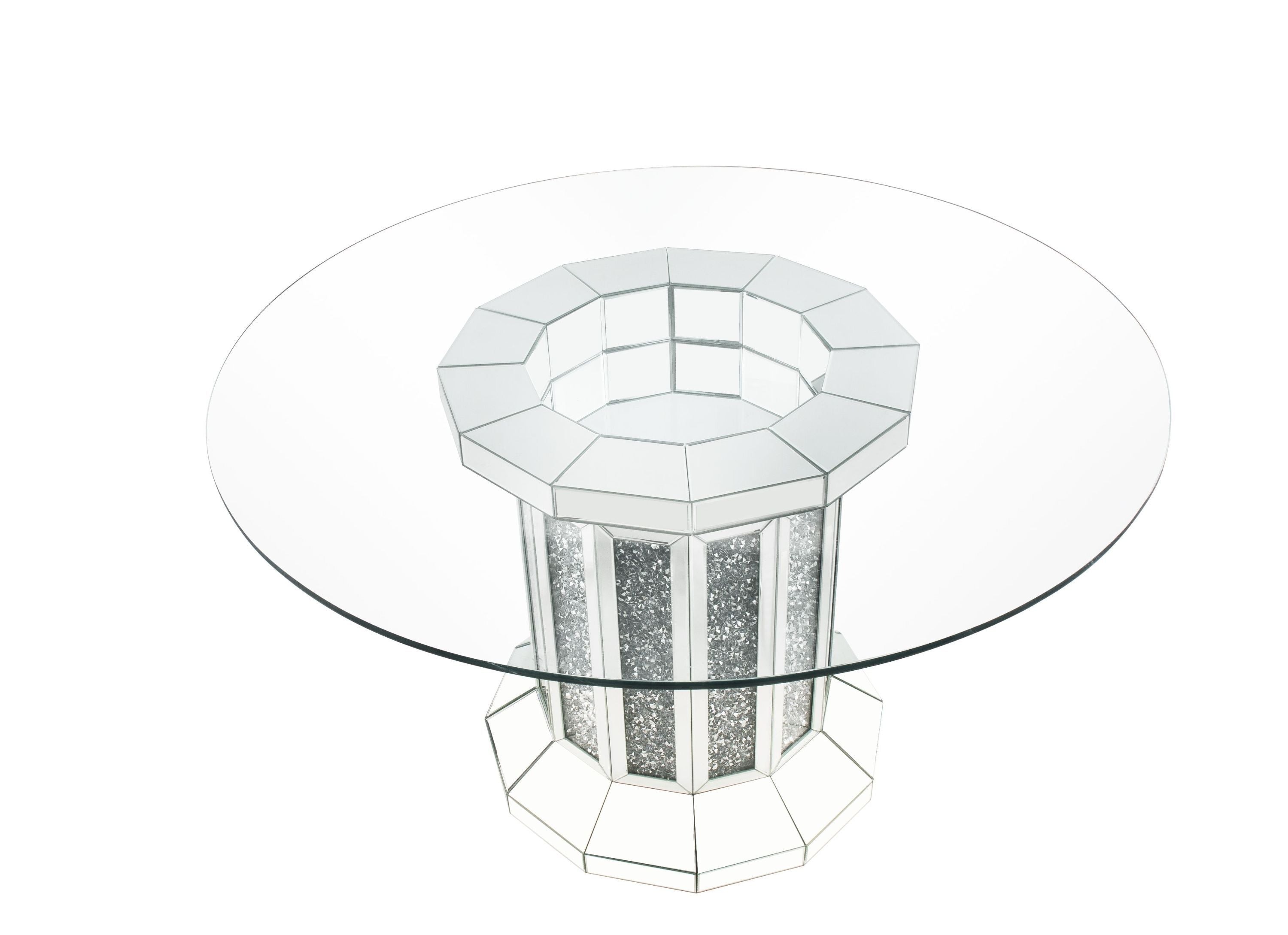 ACME Noralie Dining Table, Mirrored & Faux Diamonds 72140