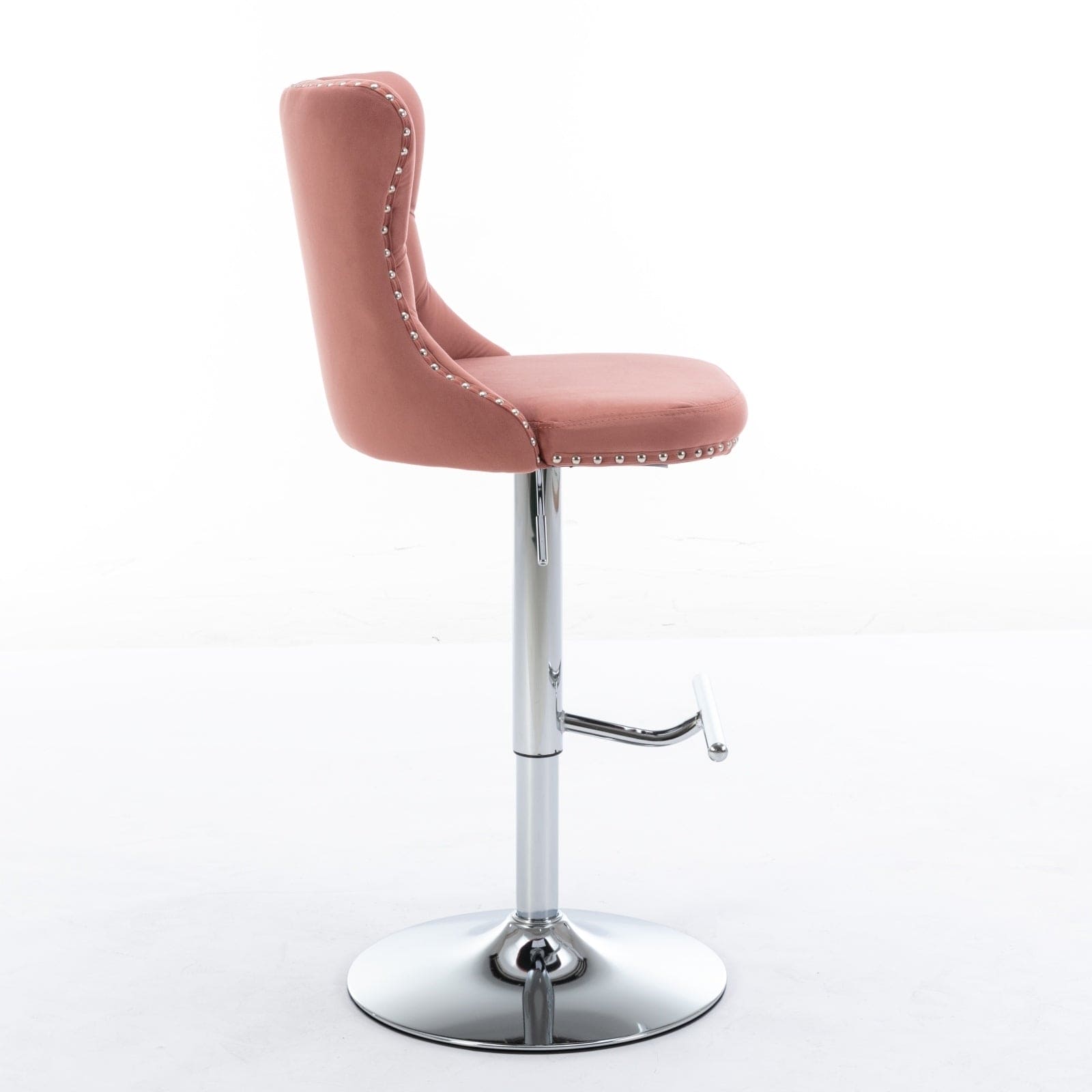 Swivel Velvet Barstools Pink Set of 2