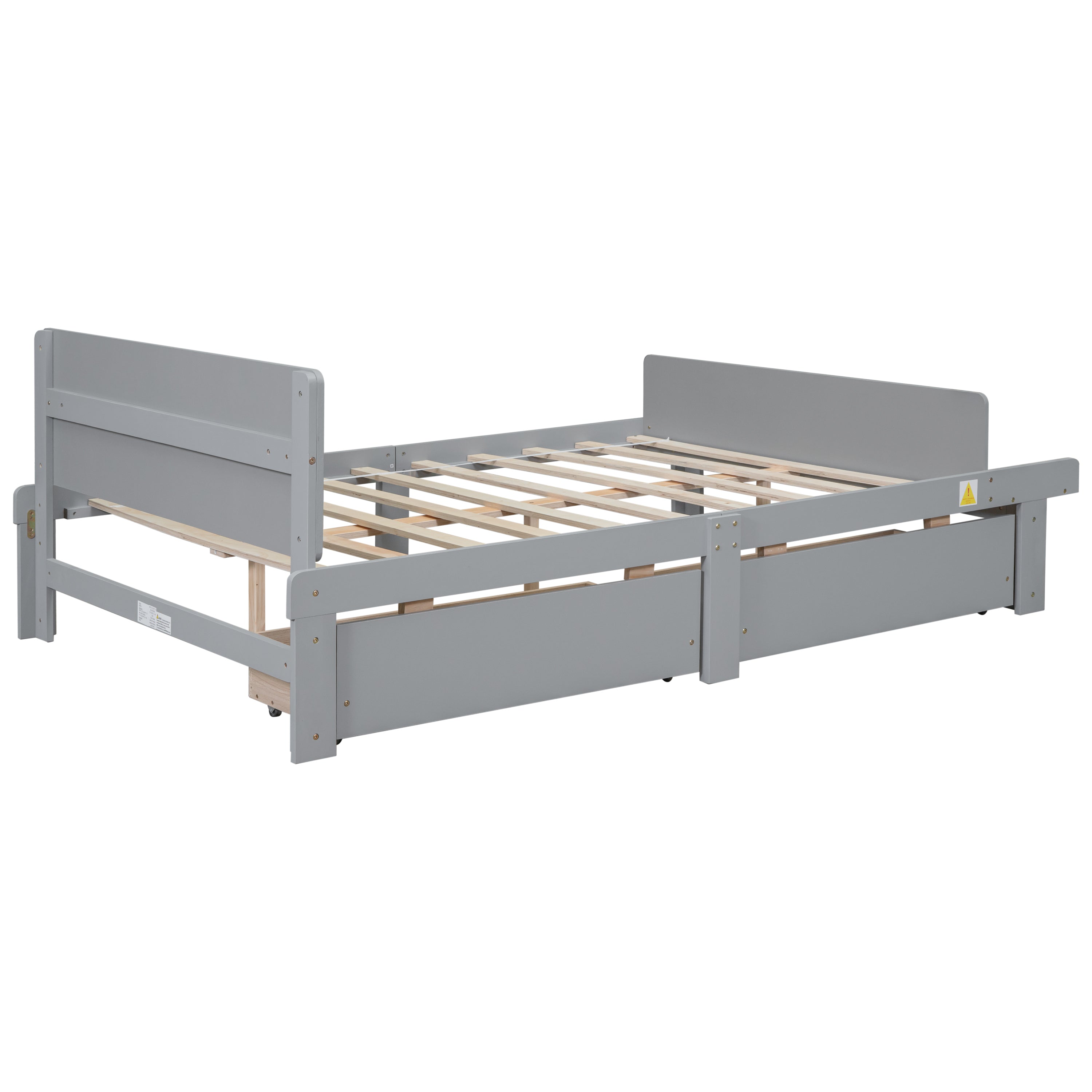 Full Bed with Footboard Bench,2 drawers,Grey