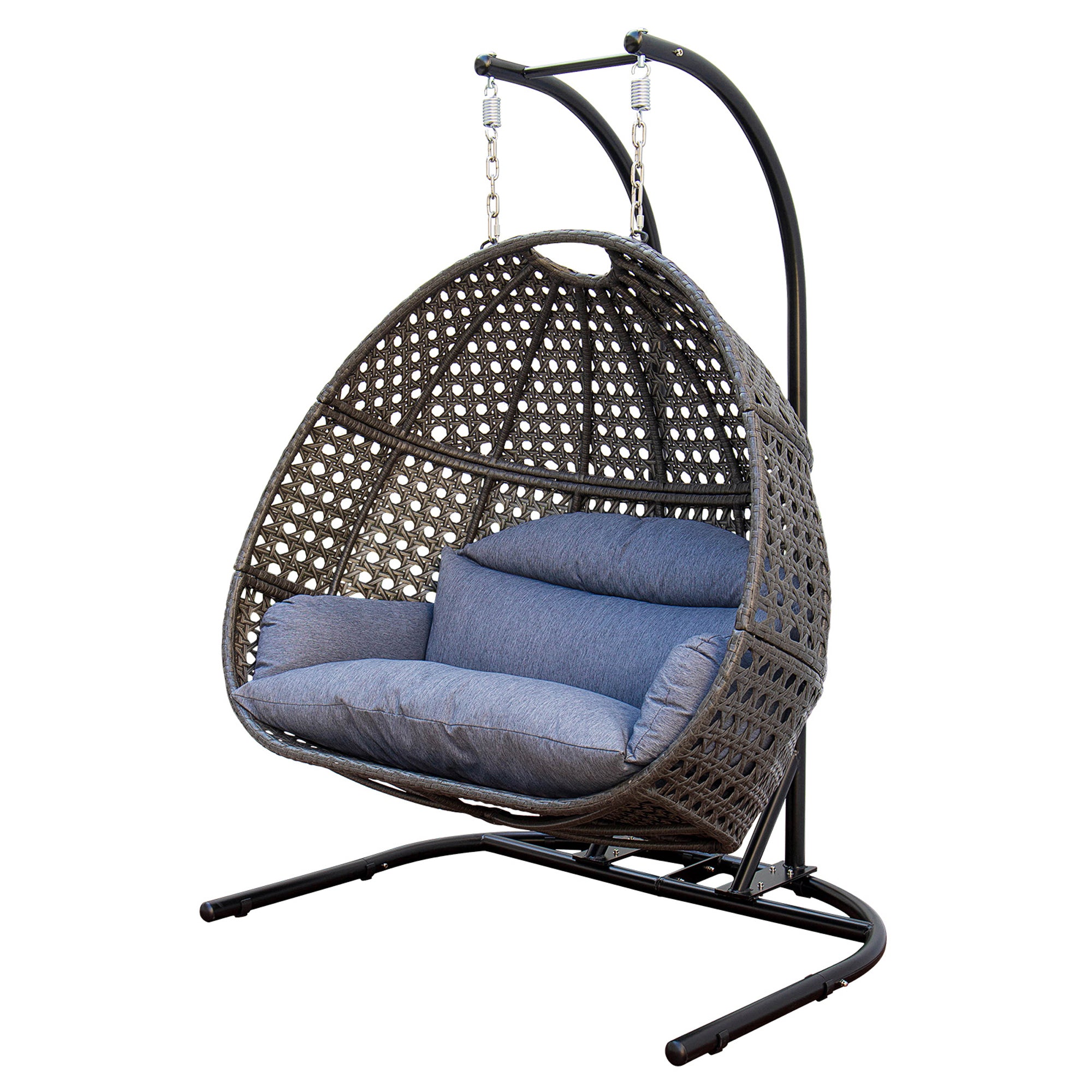 Double-Seat Swing Chair with Stand and Cushion