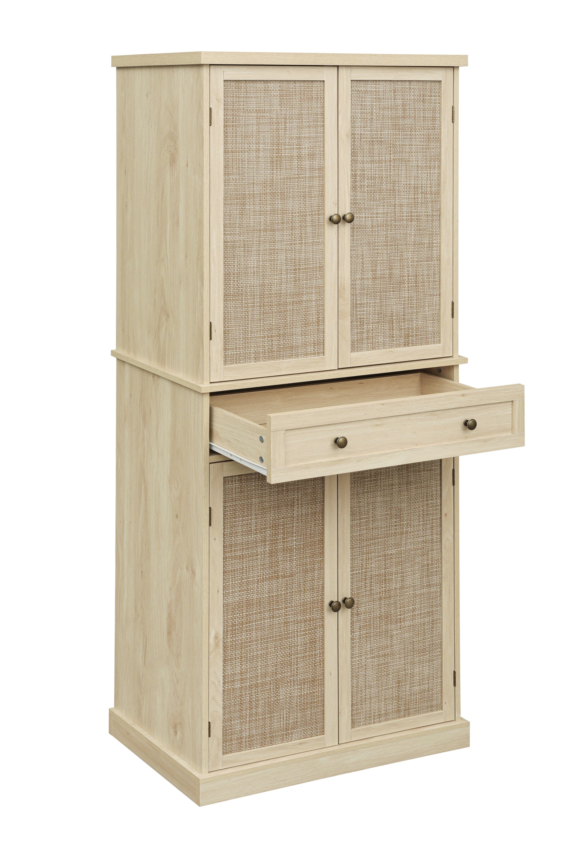 4 Door Cabinet with 1 Drawer, with 4 Adjustable Inner Shelves, Storage Cabinet