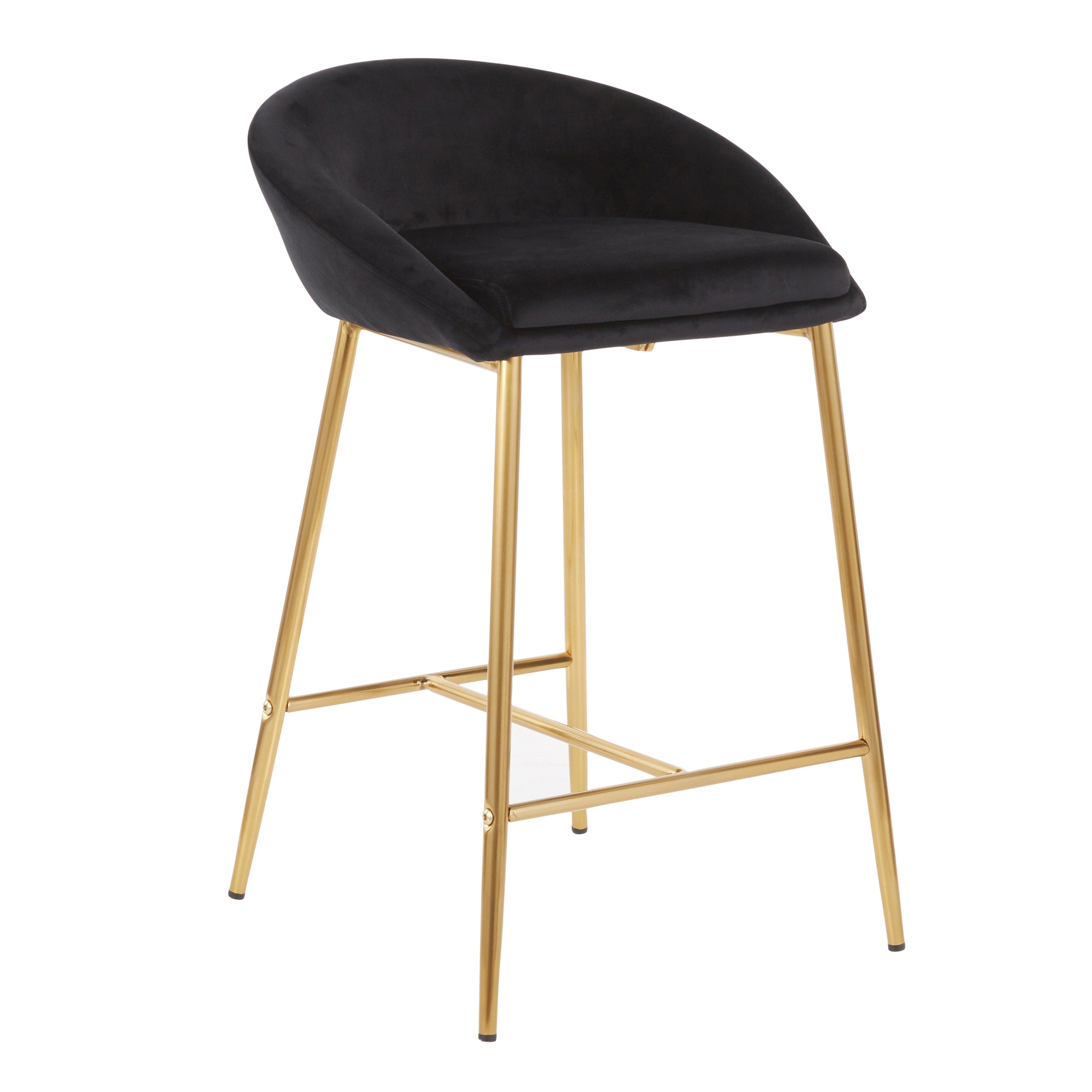 Matisse Glam 26" Counter Stool with Gold Frame and Black Velvet by LumiSource - Set of 2