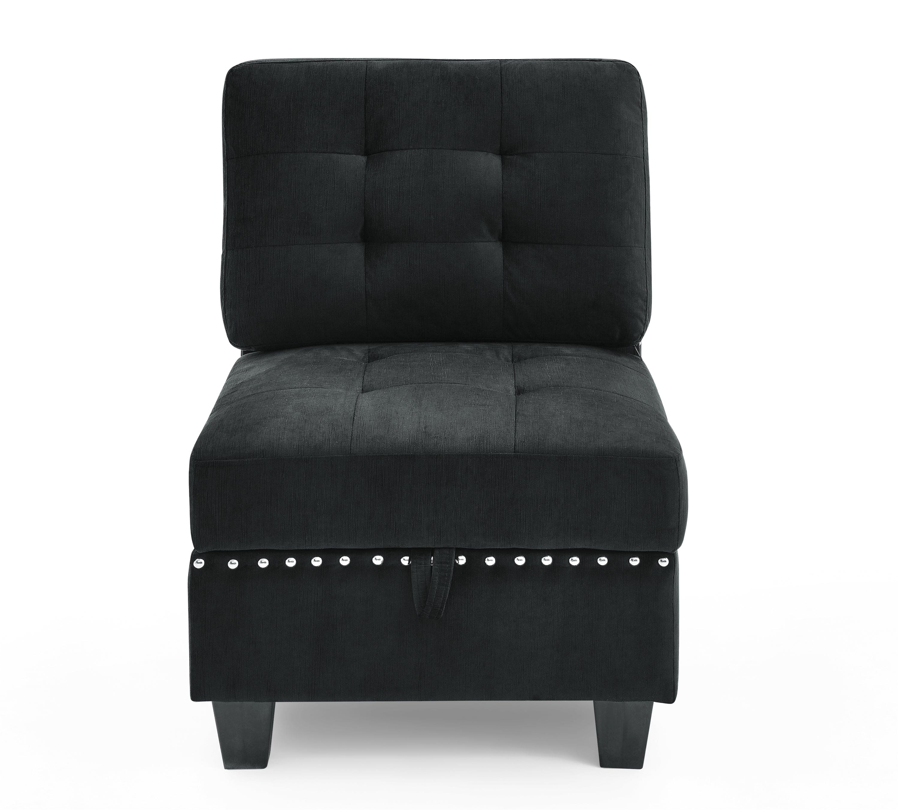 L shape Modular Sectional Sofa,DIY Combination,includes Three Single Chair and Three Corner ,Black Velvet.