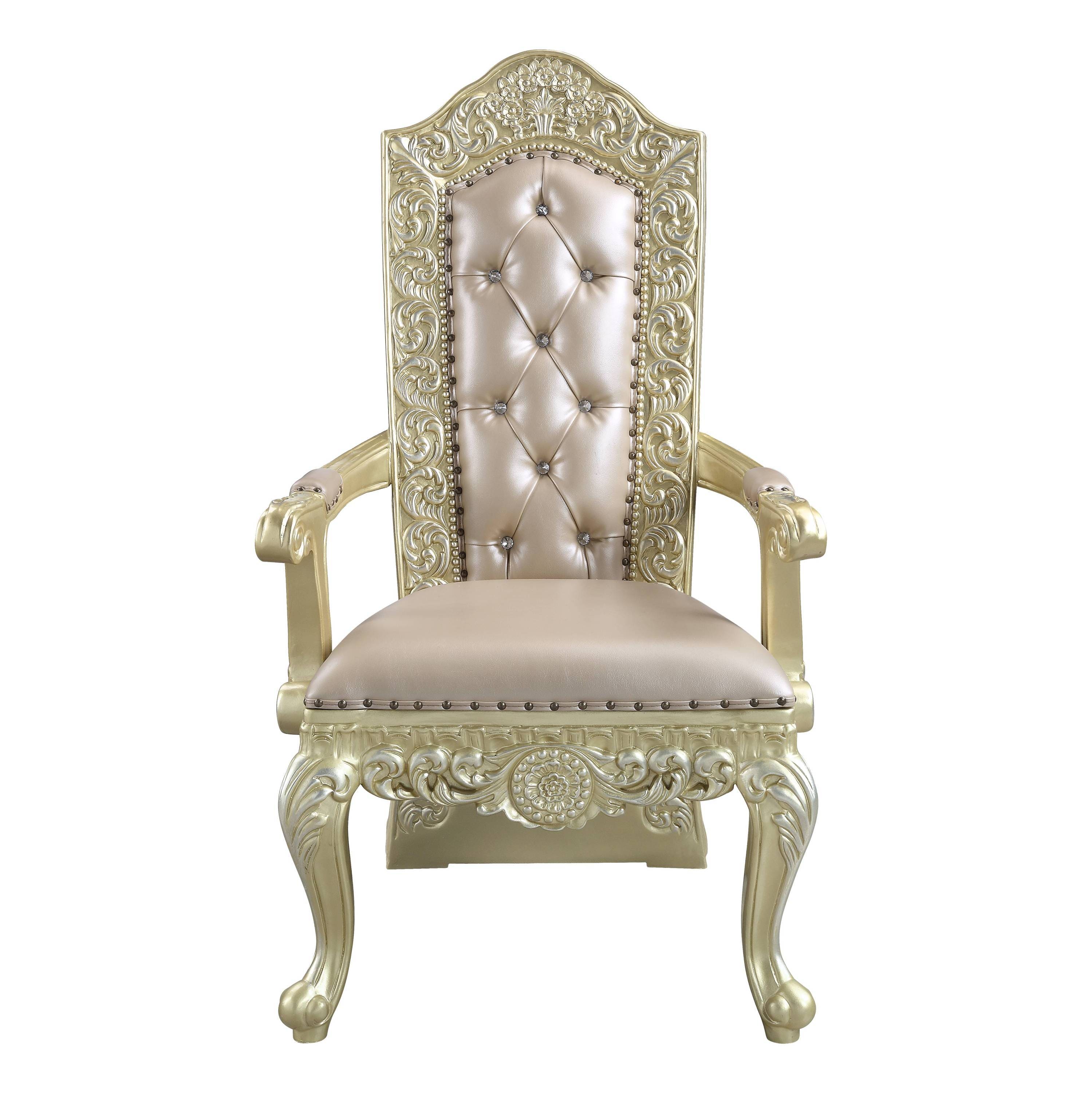 ACME Vatican Arm Chair (1Pc/1Ctn), PU & Champagne Silver Finish DN00469