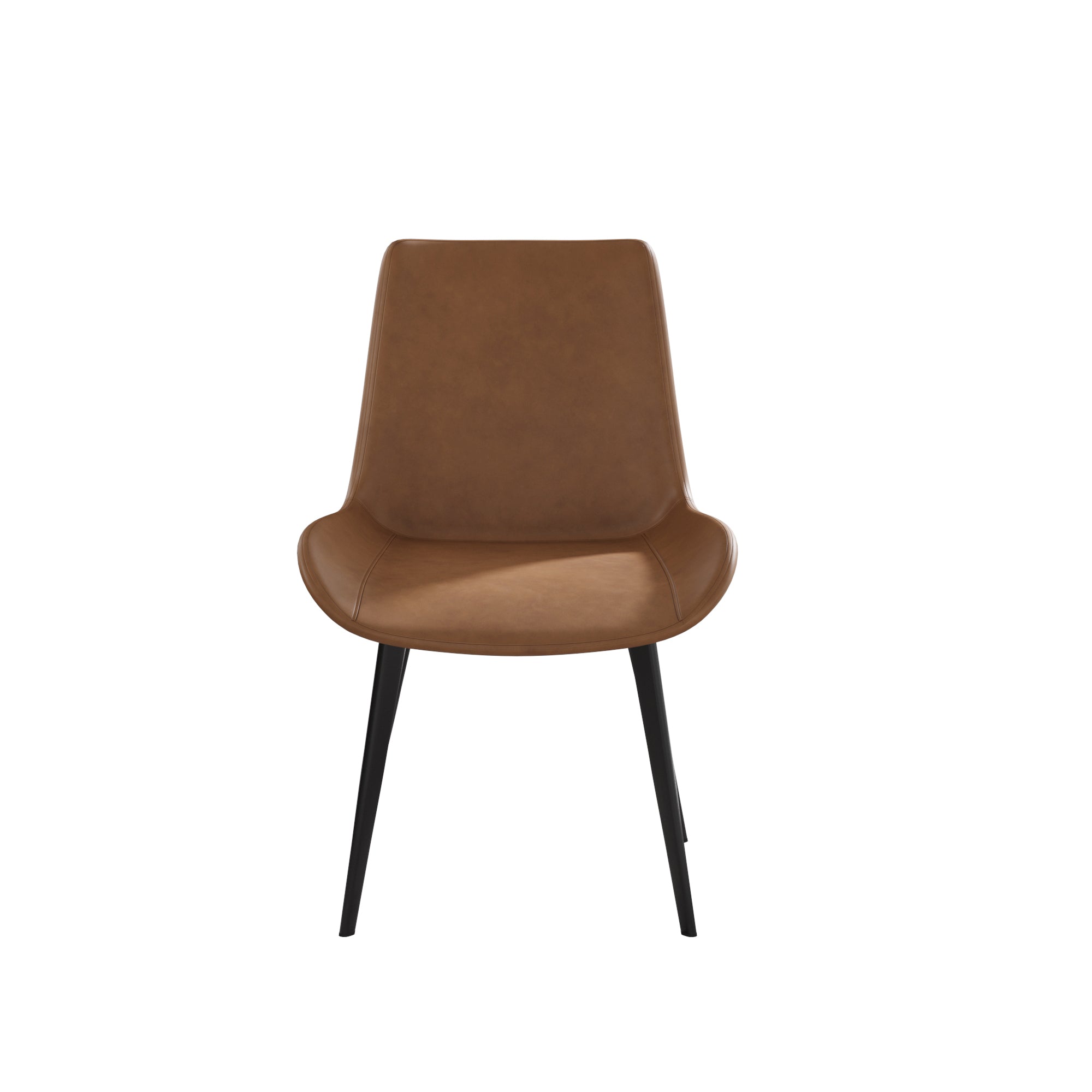 Modern Dining Chair Living Room Black Metal Leg Dining Chair-Brown-2pcs/ctn