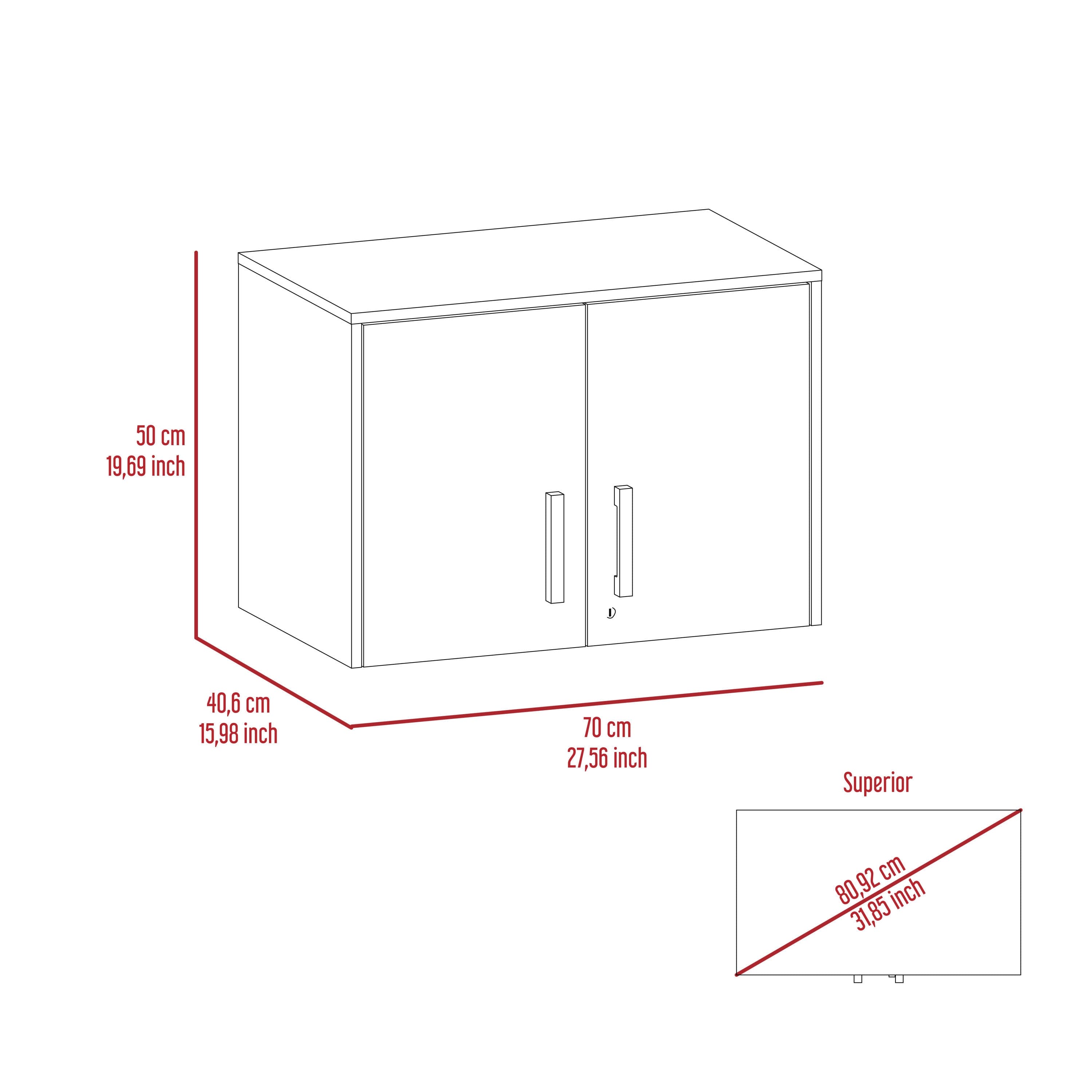 Wall Storage Cabinet Lions, 3 Shelves, Double Door, Black Wengue Finish