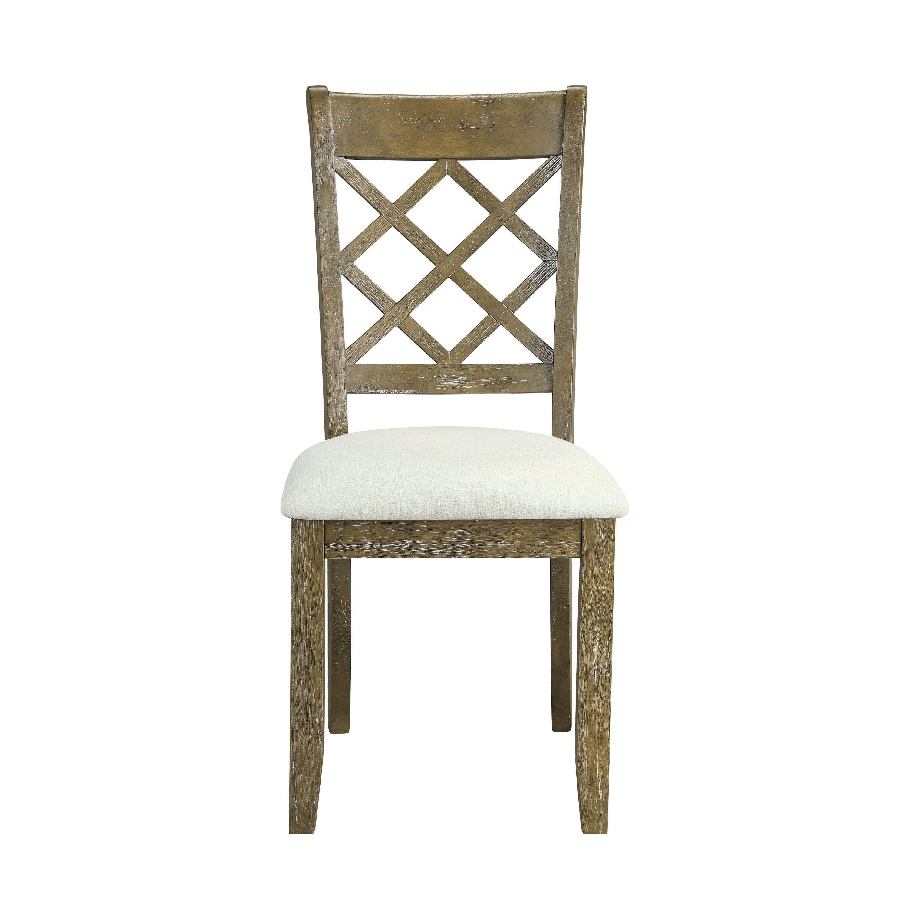 ACME Karsen SIDE CHAIR (SET-2) Beige Linen & Rustic Oak Finish DN01450